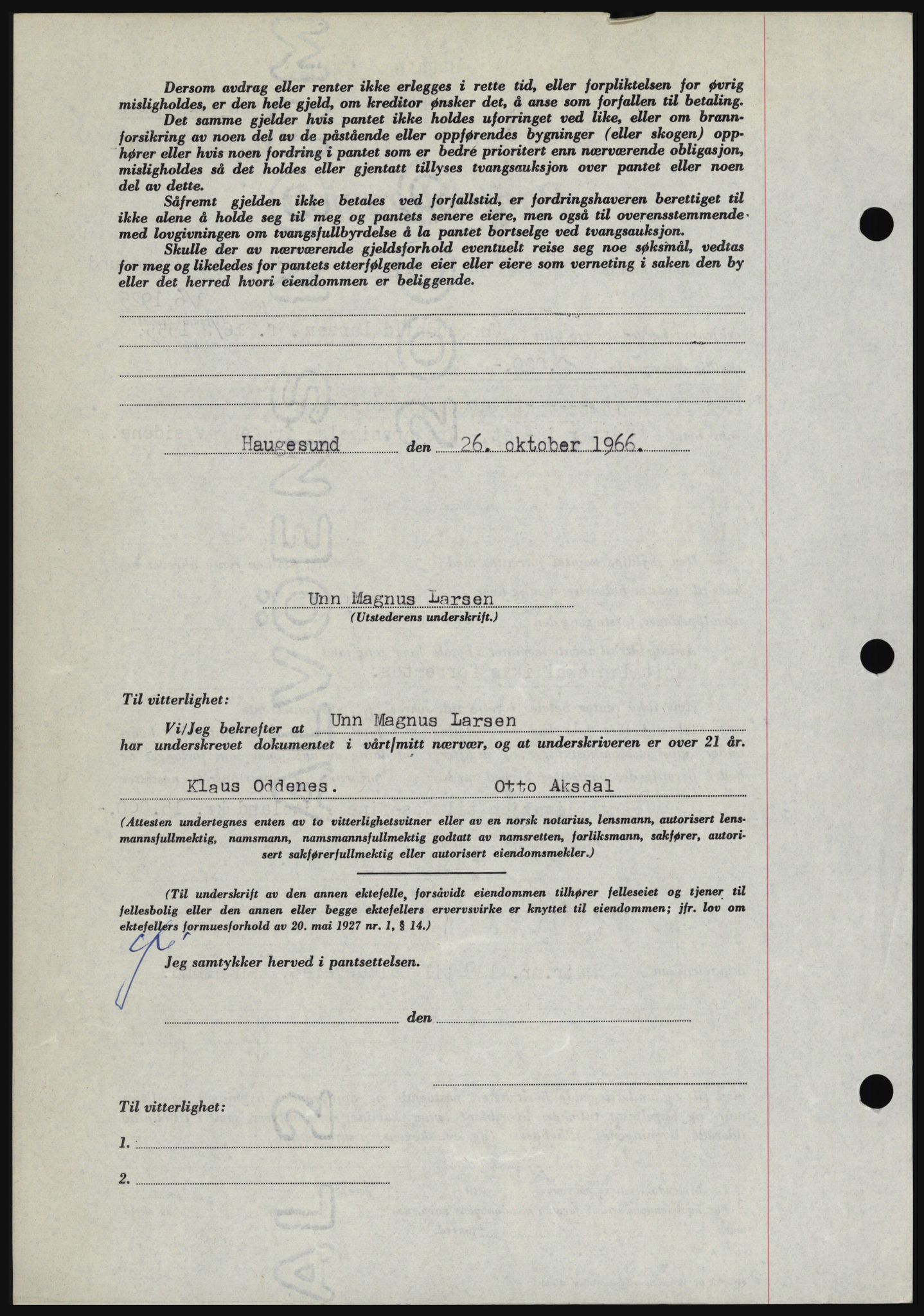 Haugesund tingrett, SAST/A-101415/01/II/IIC/L0056: Mortgage book no. B 56, 1966-1967, Diary no: : 454/1967