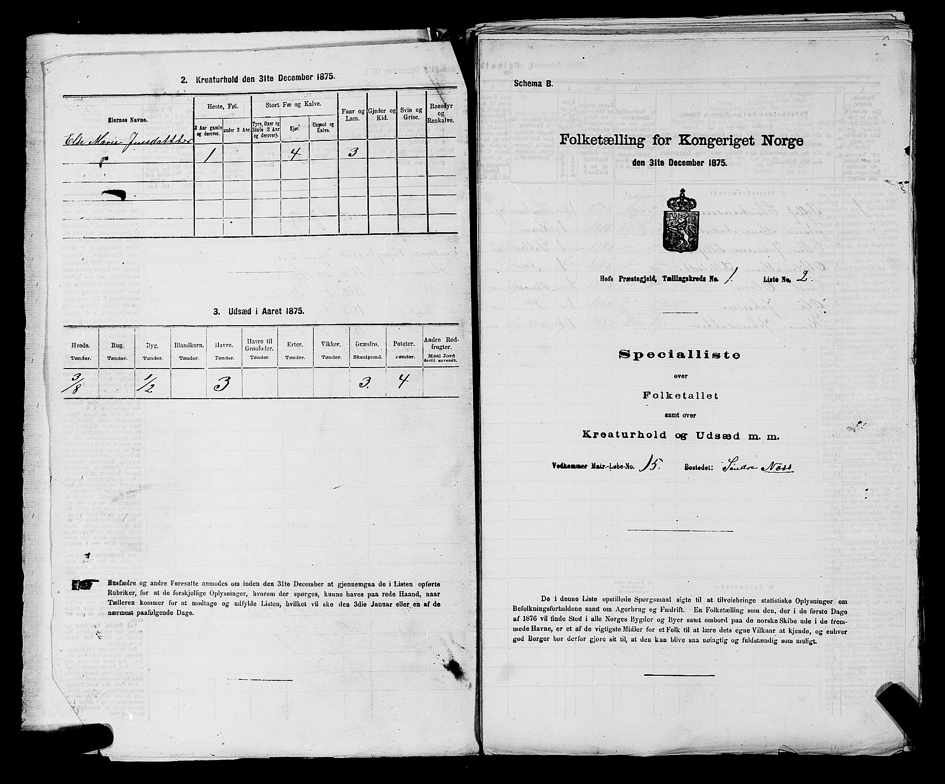 SAKO, 1875 census for 0714P Hof, 1875, p. 37