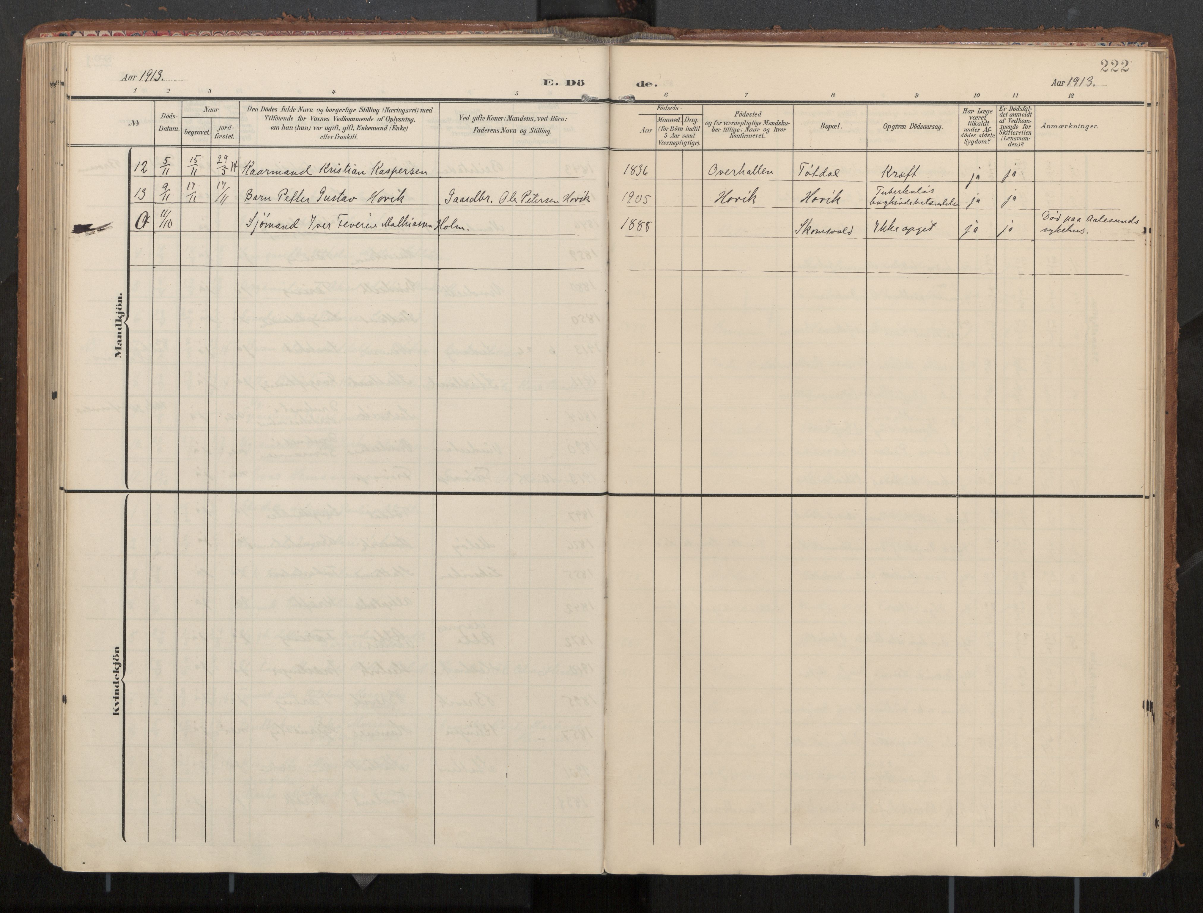 Ministerialprotokoller, klokkerbøker og fødselsregistre - Nord-Trøndelag, AV/SAT-A-1458/774/L0629: Parish register (official), 1904-1926, p. 222