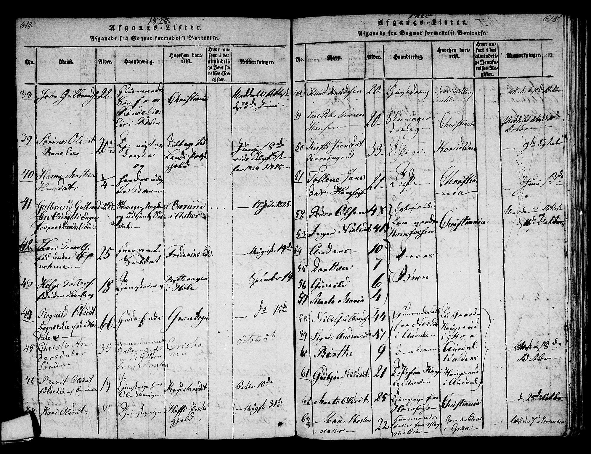 Norderhov kirkebøker, AV/SAKO-A-237/F/Fa/L0008: Parish register (official) no. 8, 1814-1833, p. 614-615