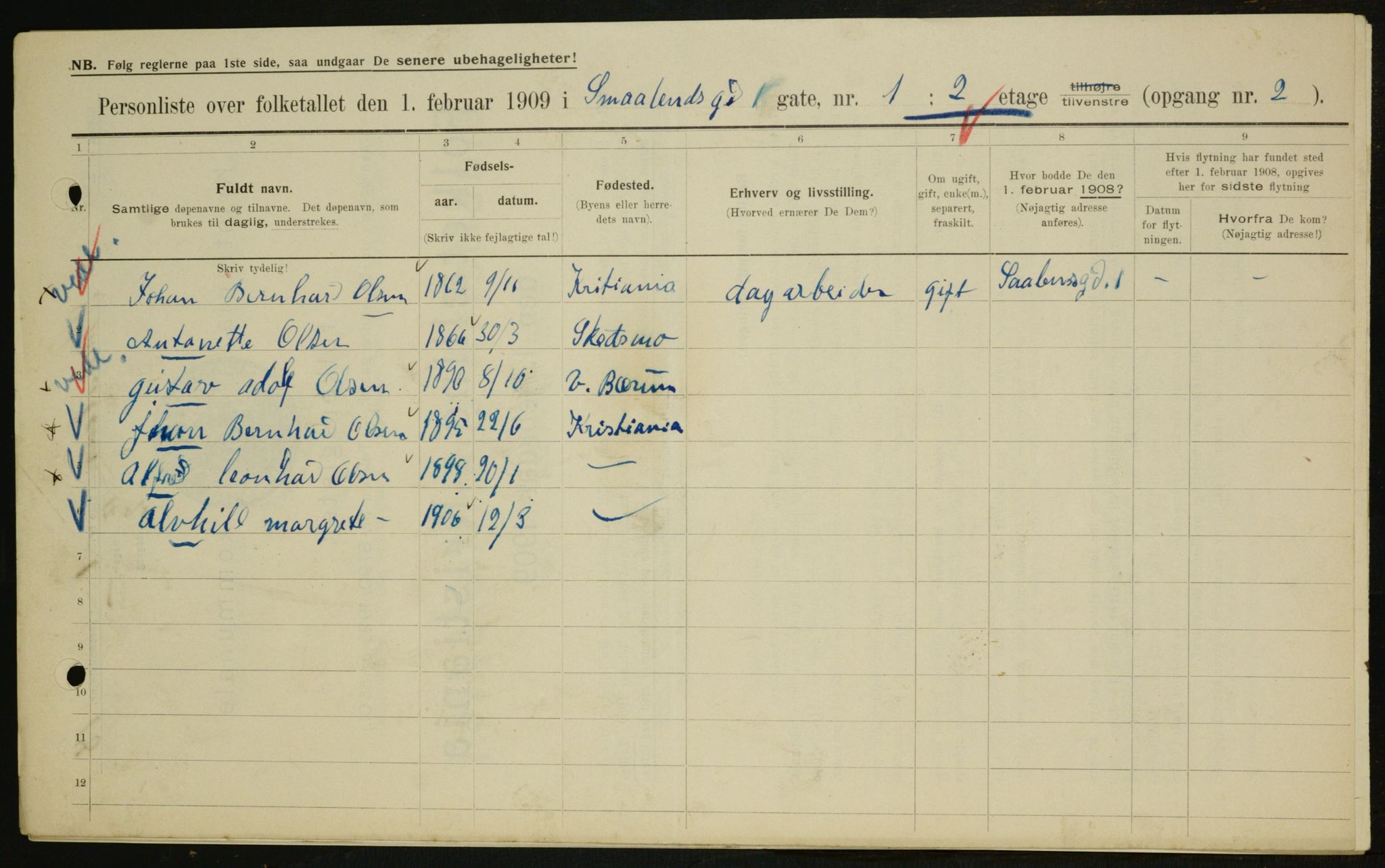 OBA, Municipal Census 1909 for Kristiania, 1909, p. 88597