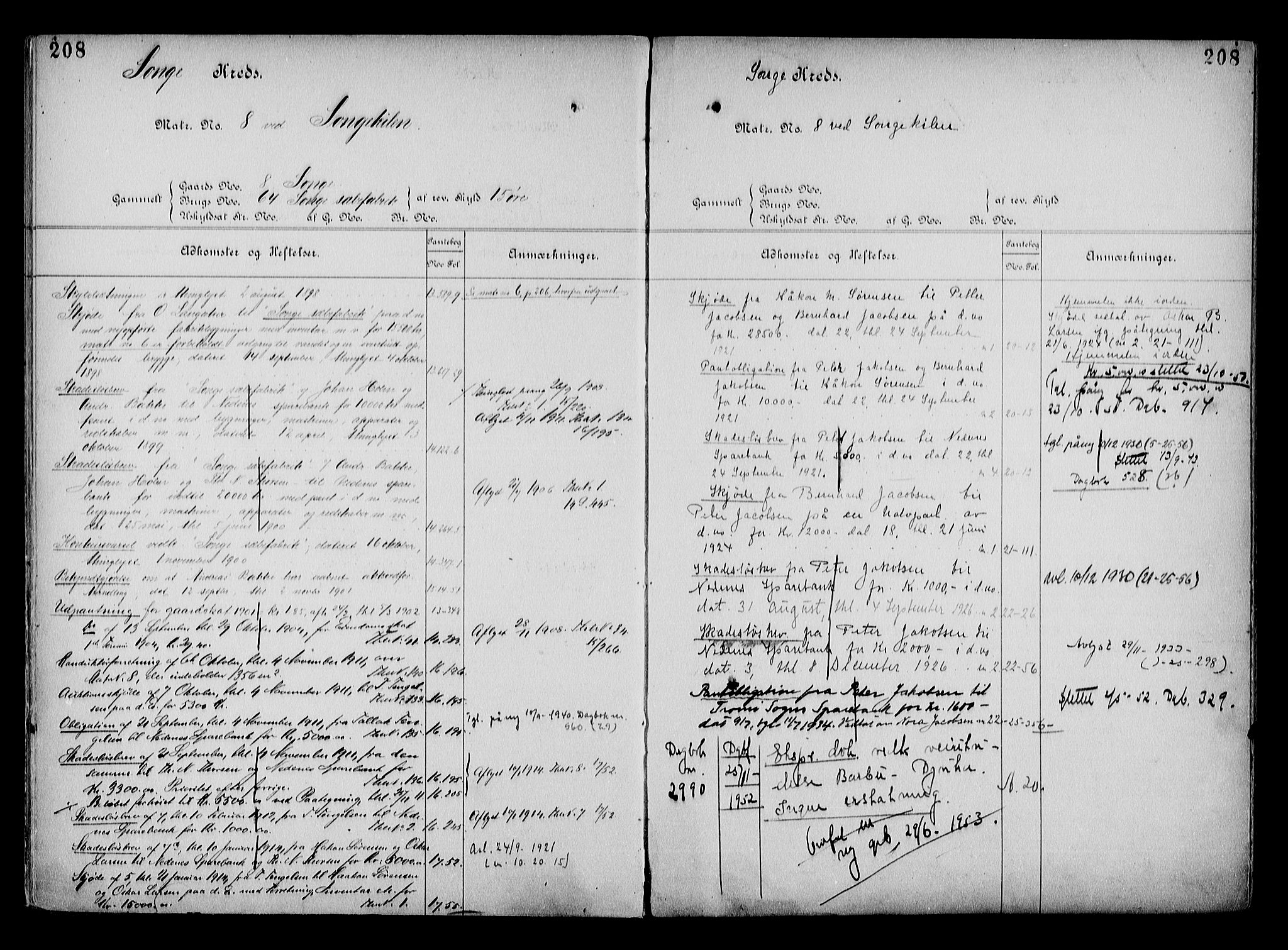 Arendal byfogd, AV/SAK-1222-0001/G/Ga/L0015: Mortgage register no. 13, 1860-1960, p. 208