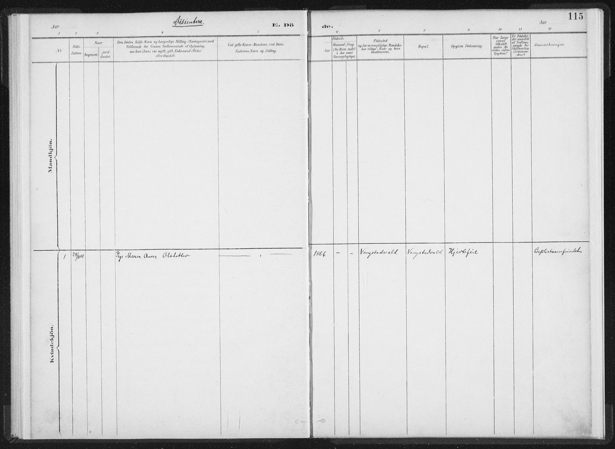Ministerialprotokoller, klokkerbøker og fødselsregistre - Nord-Trøndelag, SAT/A-1458/724/L0263: Parish register (official) no. 724A01, 1891-1907, p. 115