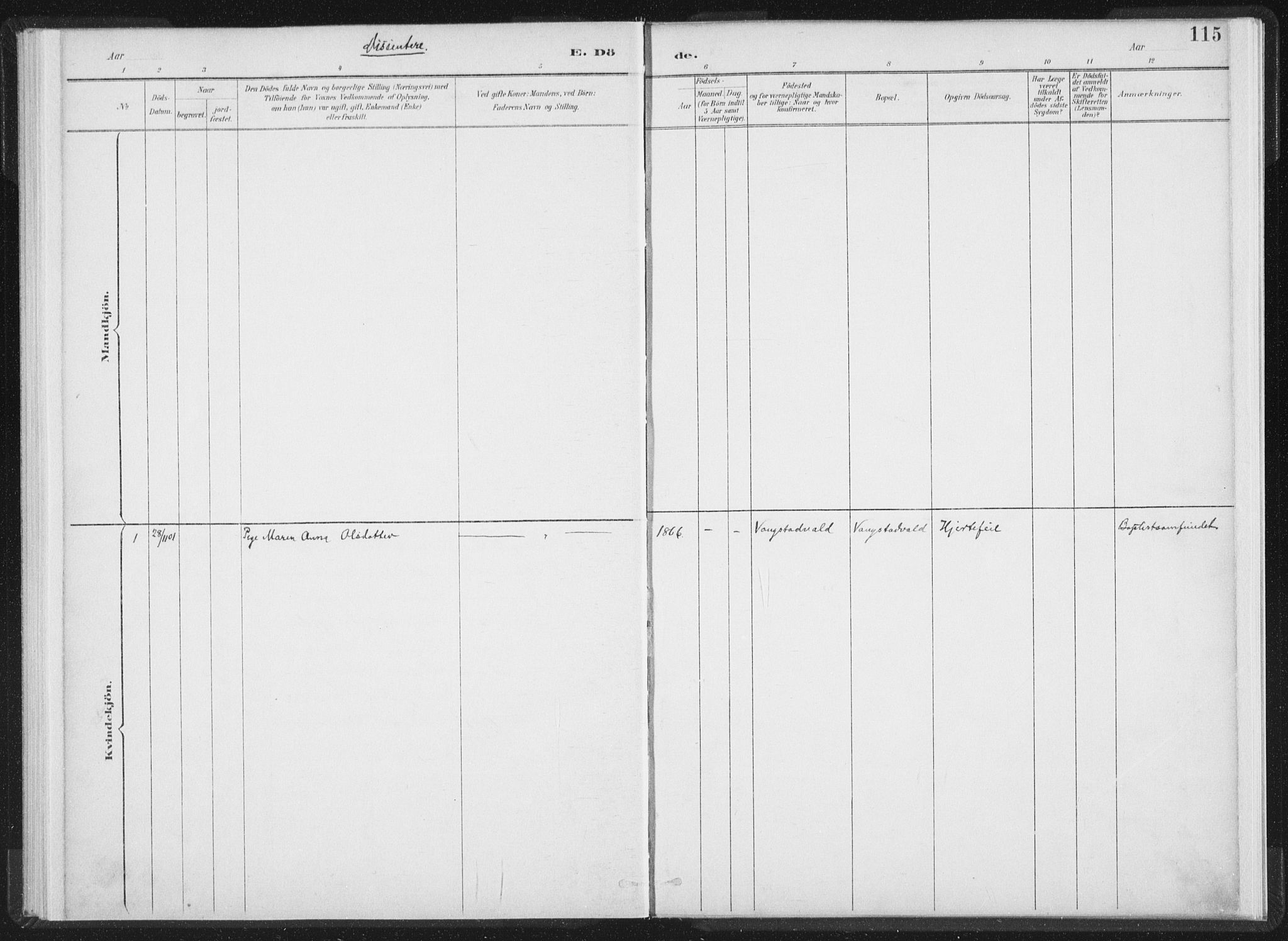 Ministerialprotokoller, klokkerbøker og fødselsregistre - Nord-Trøndelag, AV/SAT-A-1458/724/L0263: Parish register (official) no. 724A01, 1891-1907, p. 115