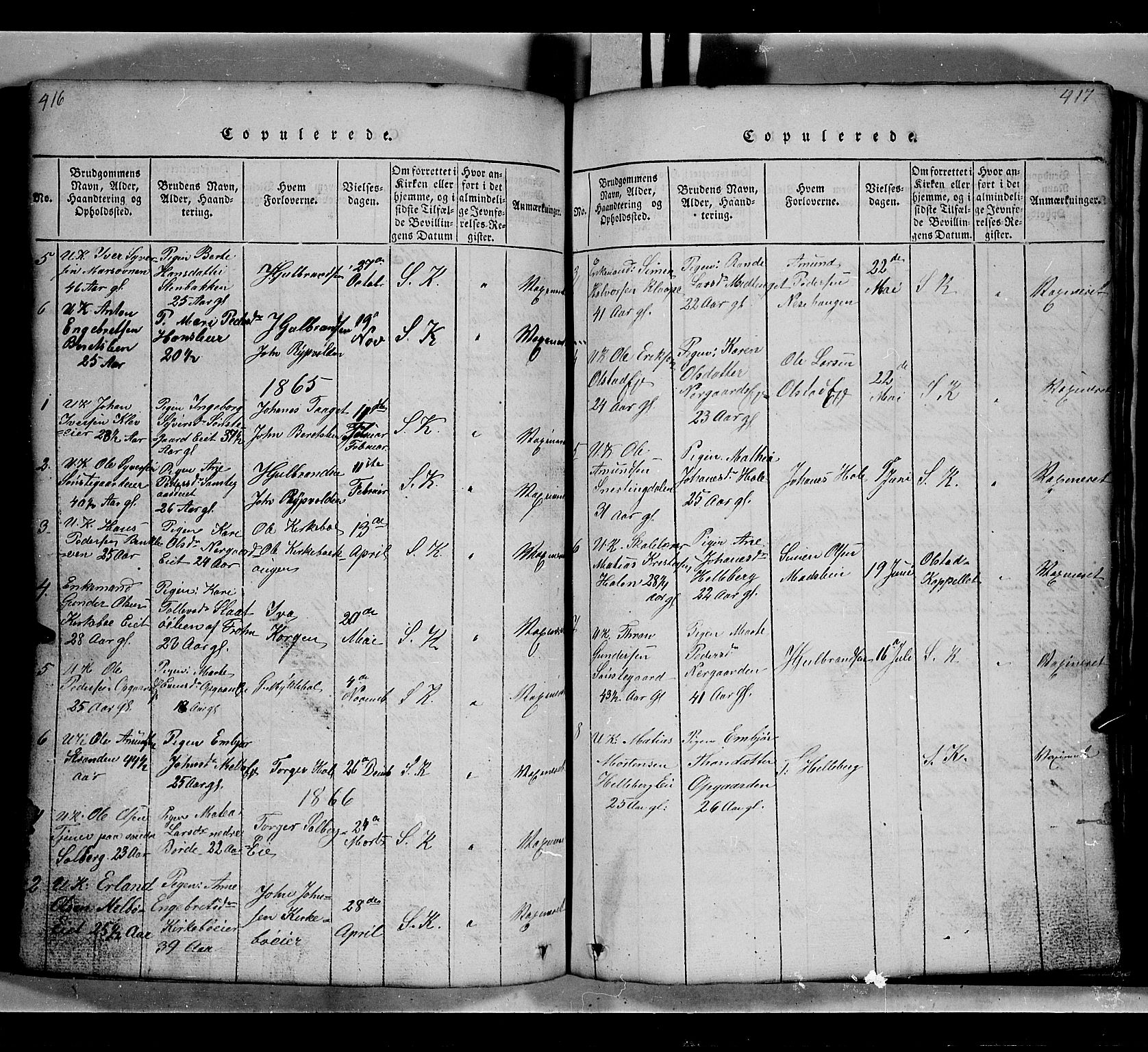 Gausdal prestekontor, SAH/PREST-090/H/Ha/Hab/L0002: Parish register (copy) no. 2, 1818-1874, p. 416-417