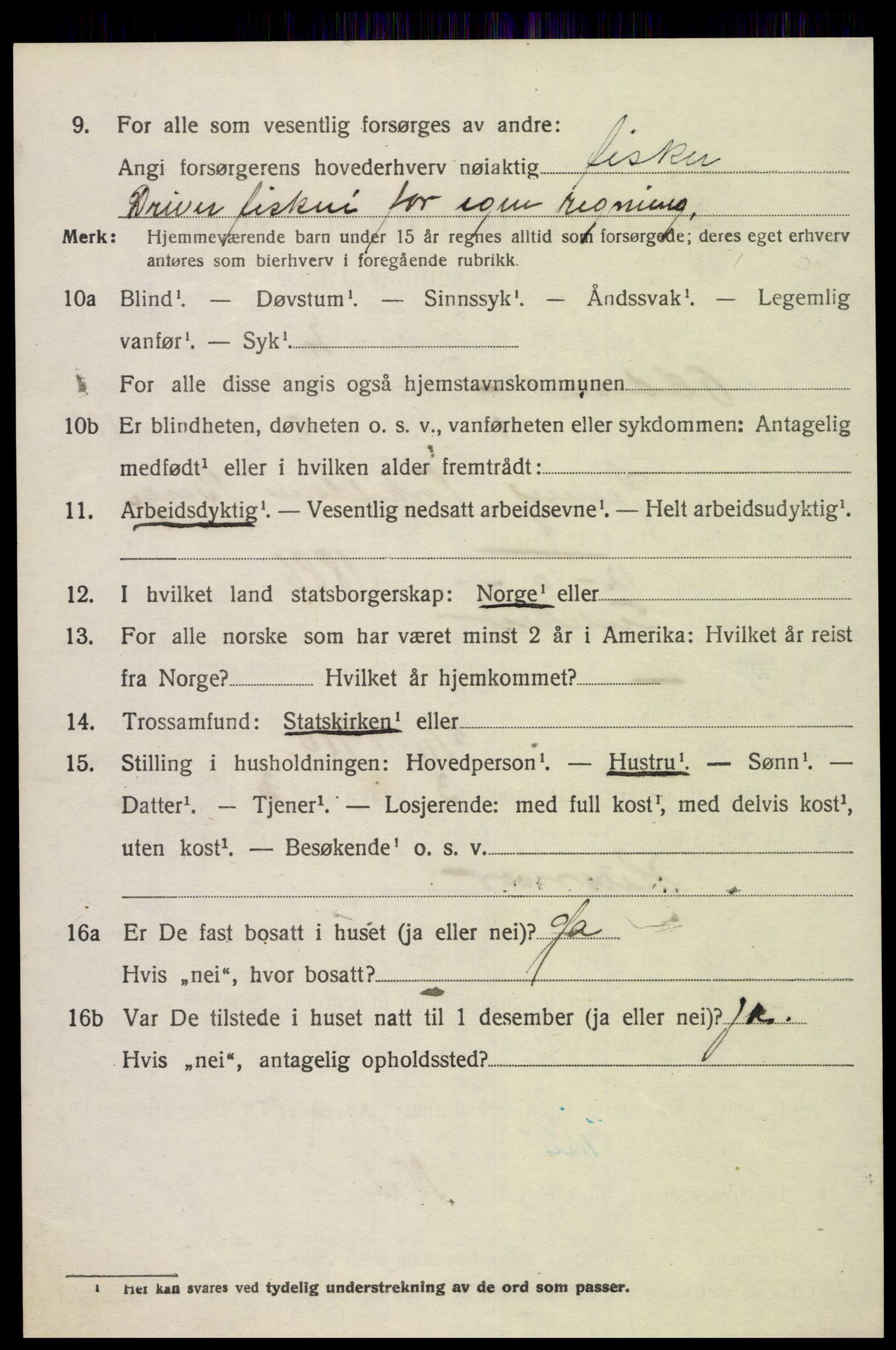 SAK, 1920 census for Oddernes, 1920, p. 2824