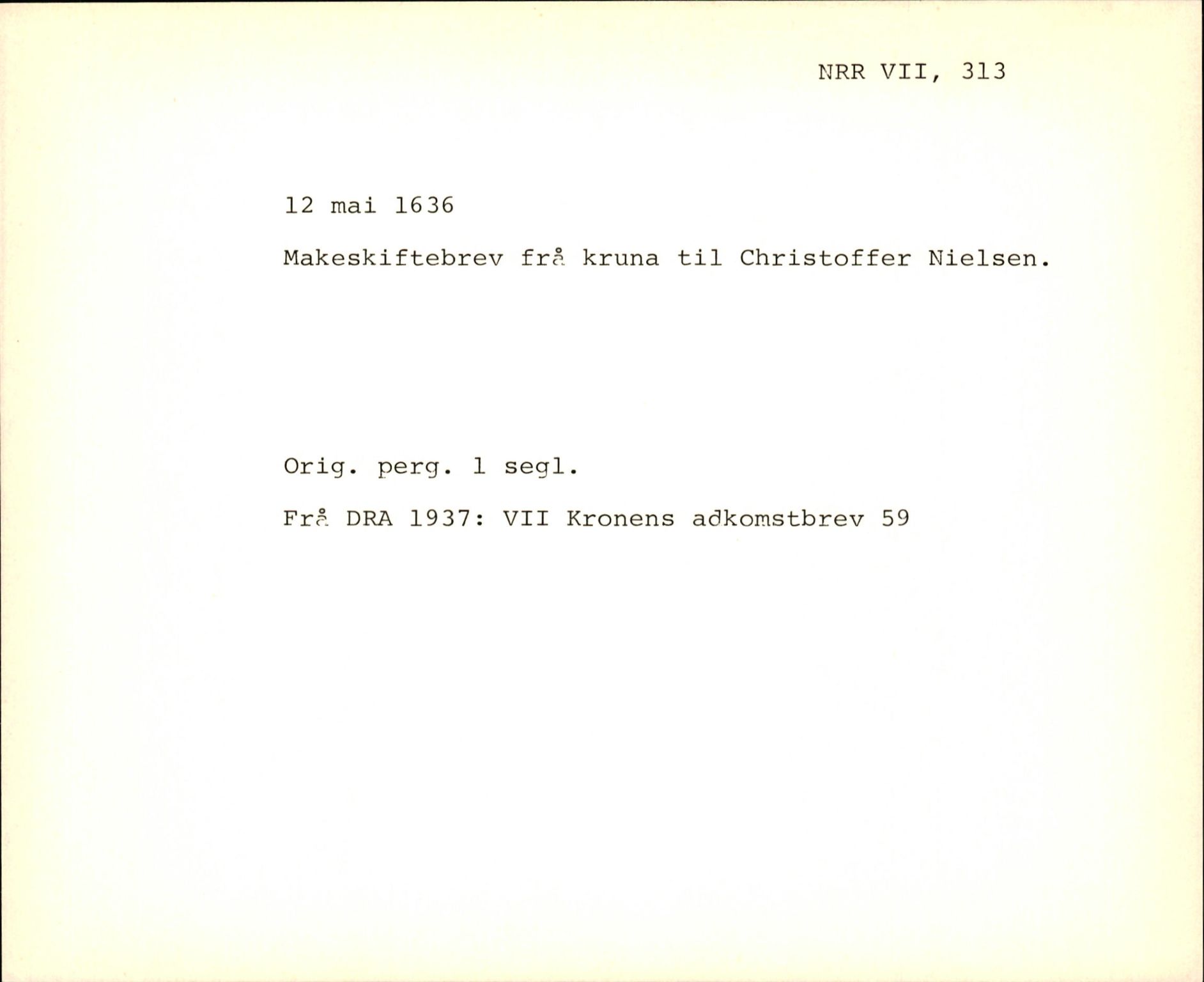 Riksarkivets diplomsamling, AV/RA-EA-5965/F35/F35f/L0002: Regestsedler: Diplomer fra DRA 1937 og 1996, p. 487