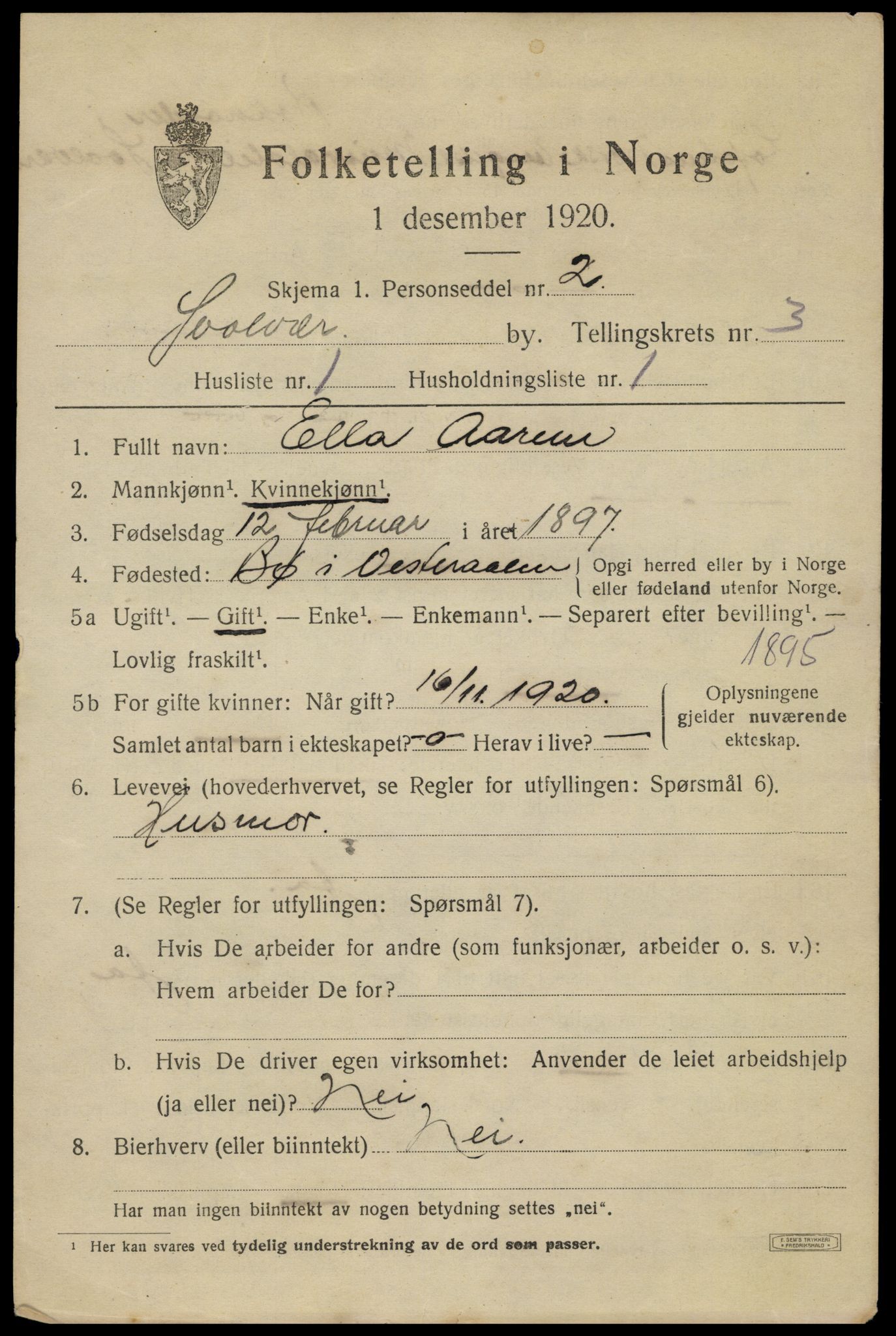 SAT, 1920 census for Svolvær, 1920, p. 3980