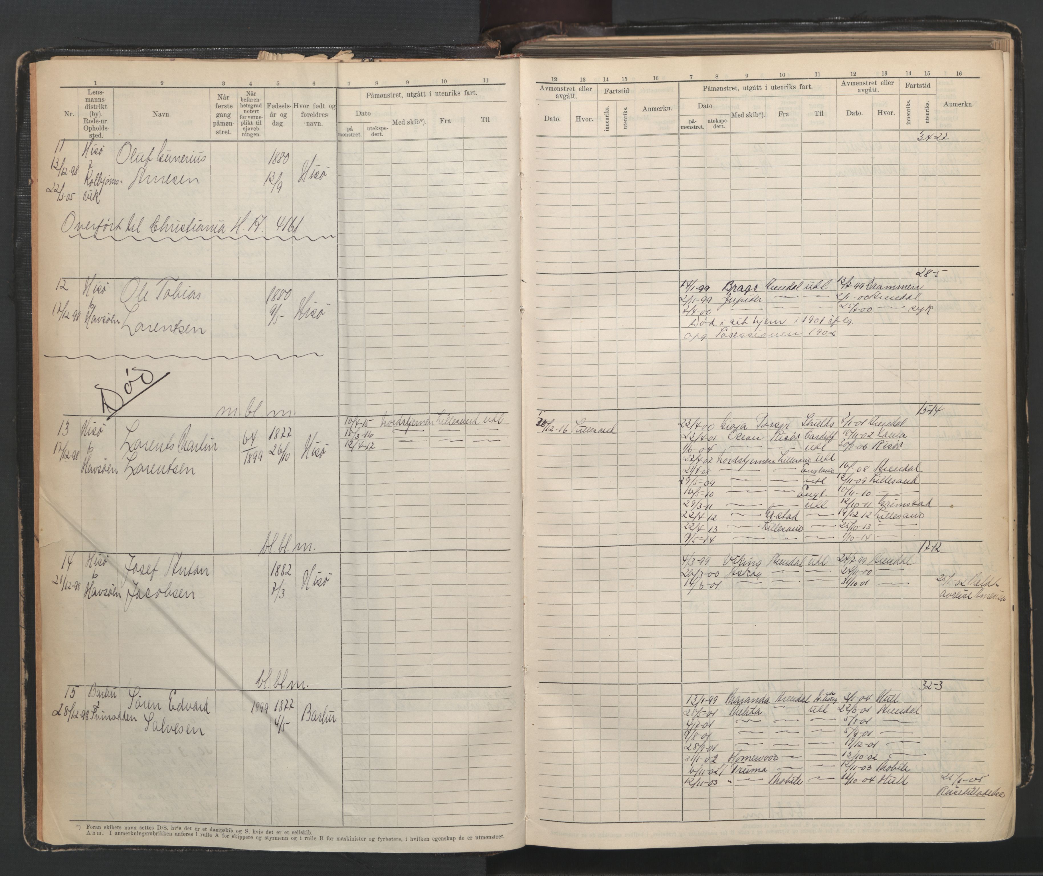 Arendal mønstringskrets, AV/SAK-2031-0012/F/Fb/L0003: Hovedrulle A nr 1-2495, E-4, 1899-1949, p. 7