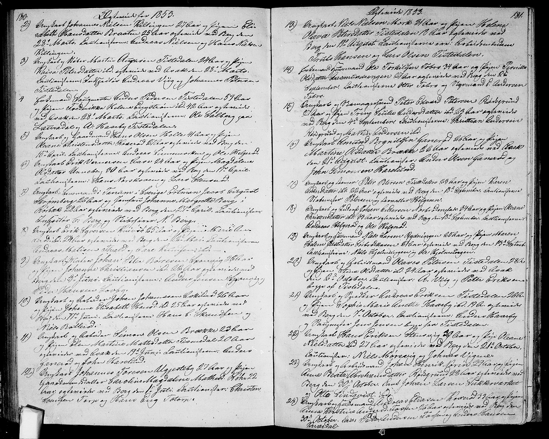 Berg prestekontor Kirkebøker, AV/SAO-A-10902/G/Ga/L0003: Parish register (copy) no.  I 3, 1850-1866, p. 180-181