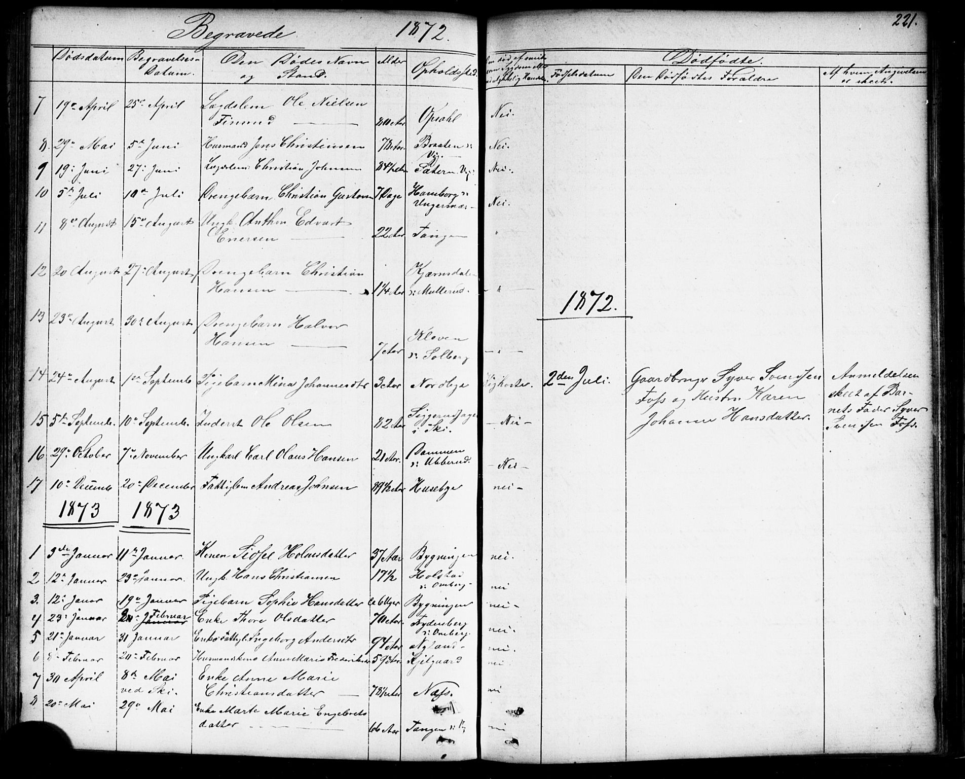 Enebakk prestekontor Kirkebøker, SAO/A-10171c/G/Gb/L0001: Parish register (copy) no. II 1, 1859-1890, p. 221