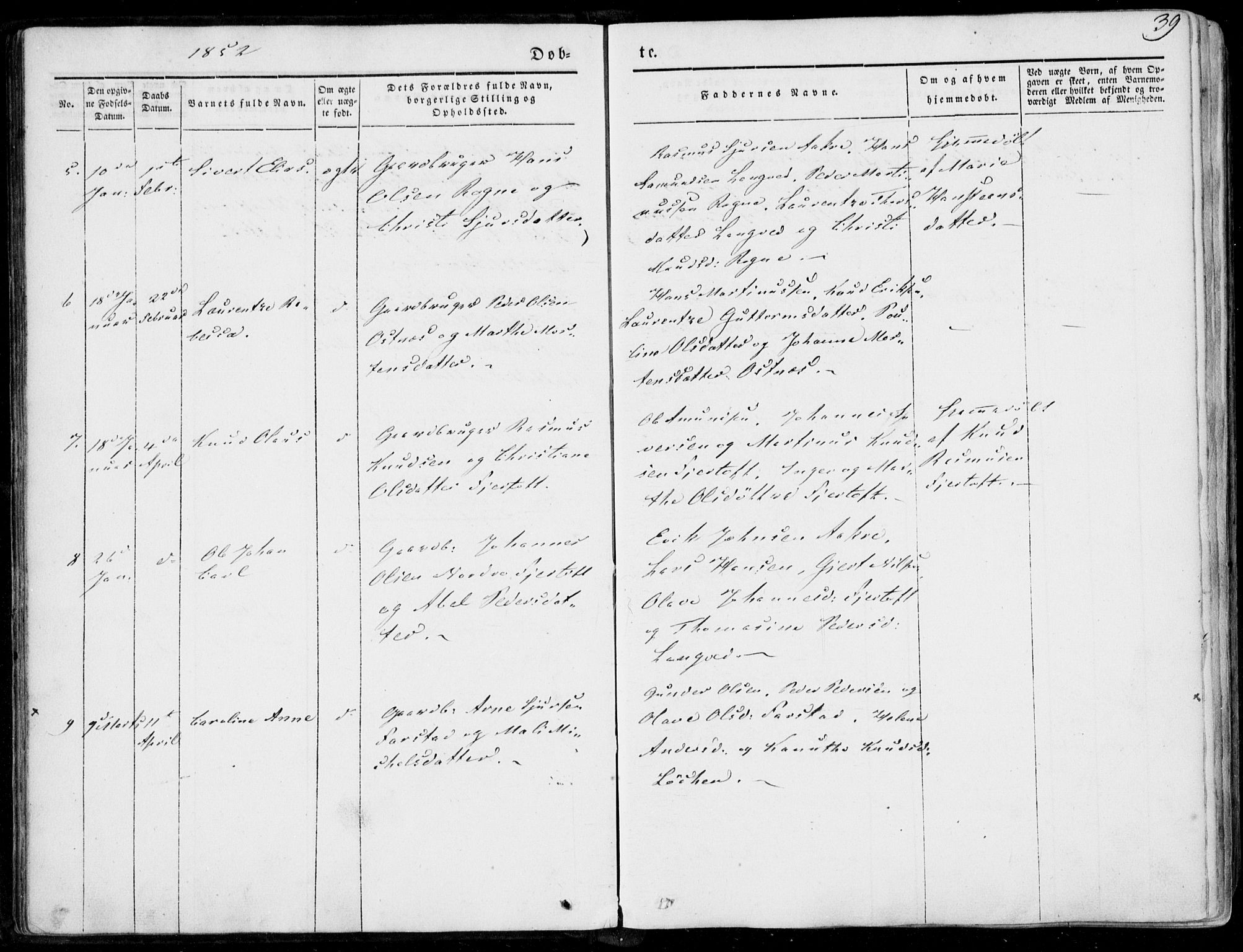 Ministerialprotokoller, klokkerbøker og fødselsregistre - Møre og Romsdal, AV/SAT-A-1454/536/L0497: Parish register (official) no. 536A06, 1845-1865, p. 39