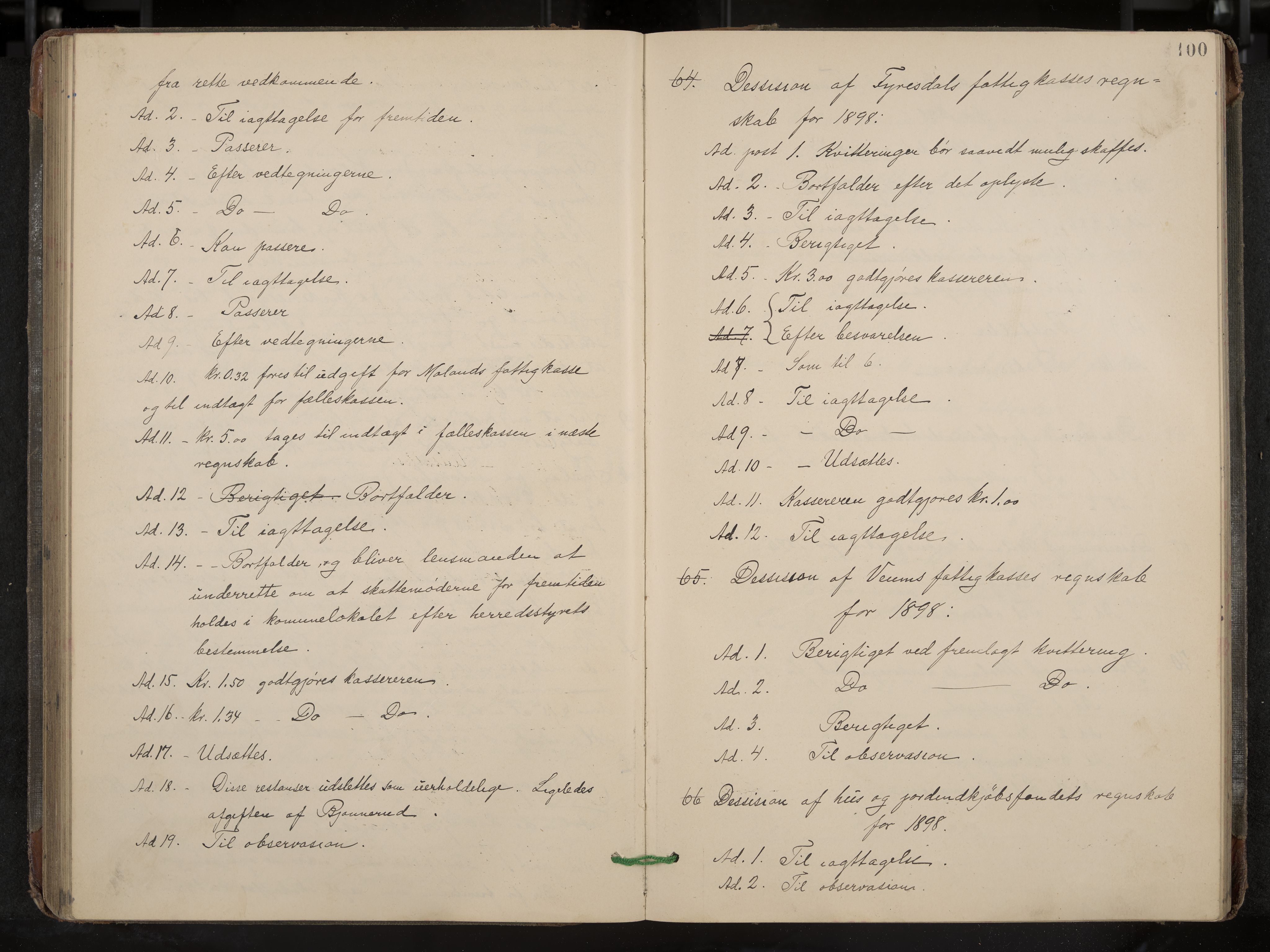 Fyresdal formannskap og sentraladministrasjon, IKAK/0831021-1/Aa/L0003: Møtebok, 1894-1903, p. 100