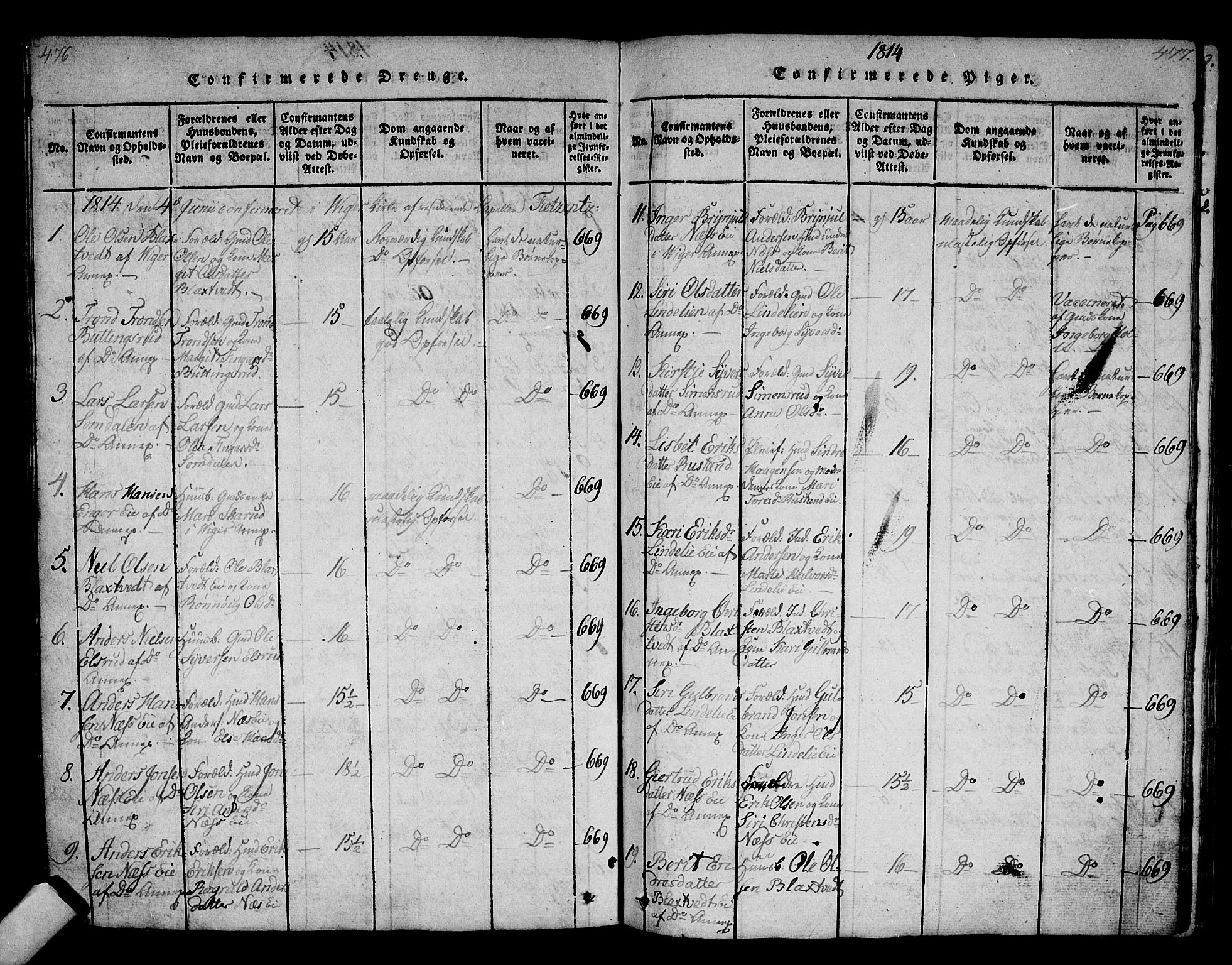 Norderhov kirkebøker, SAKO/A-237/F/Fa/L0008: Parish register (official) no. 8, 1814-1833, p. 476-477