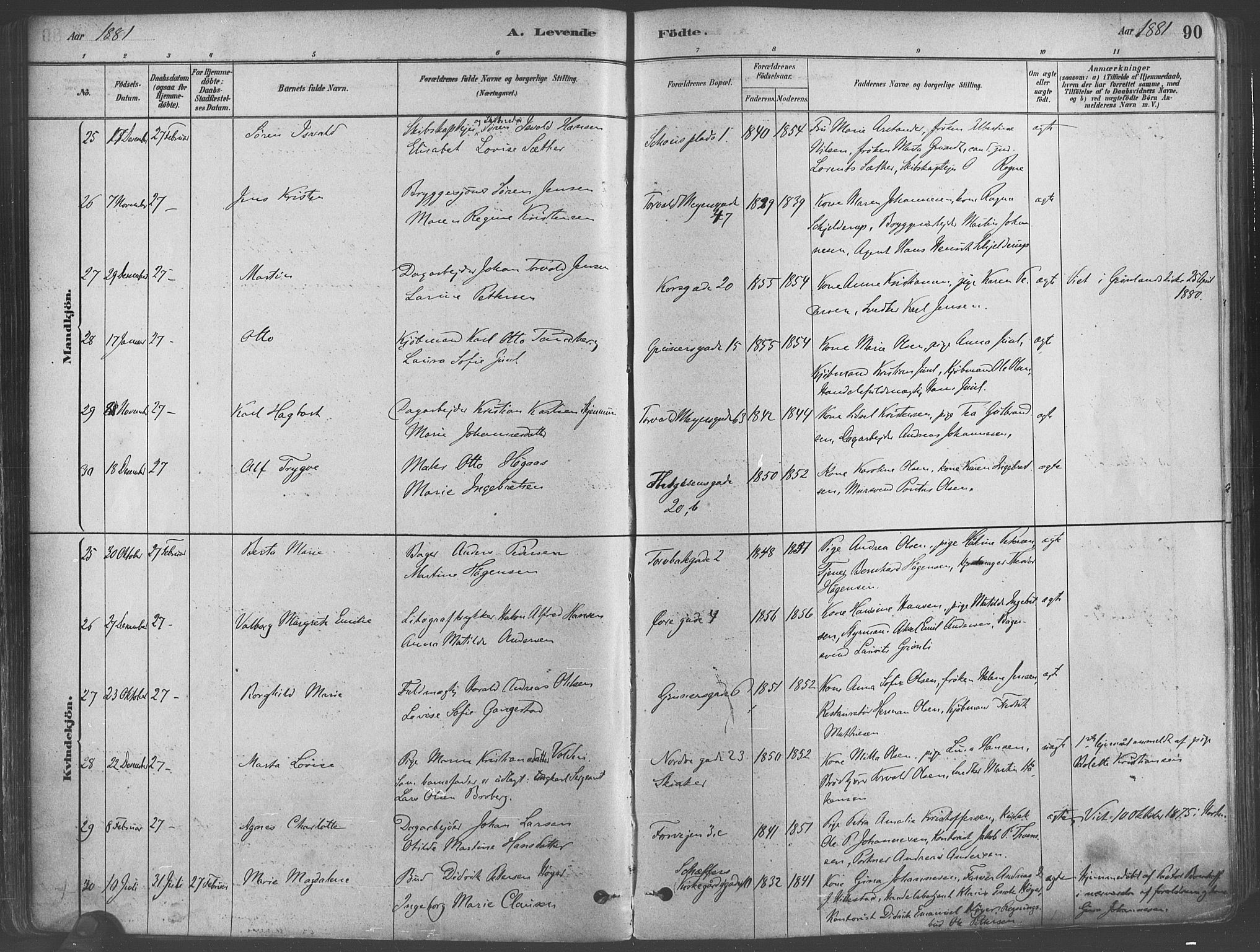 Paulus prestekontor Kirkebøker, AV/SAO-A-10871/F/Fa/L0003: Parish register (official) no. 3, 1879-1887, p. 90