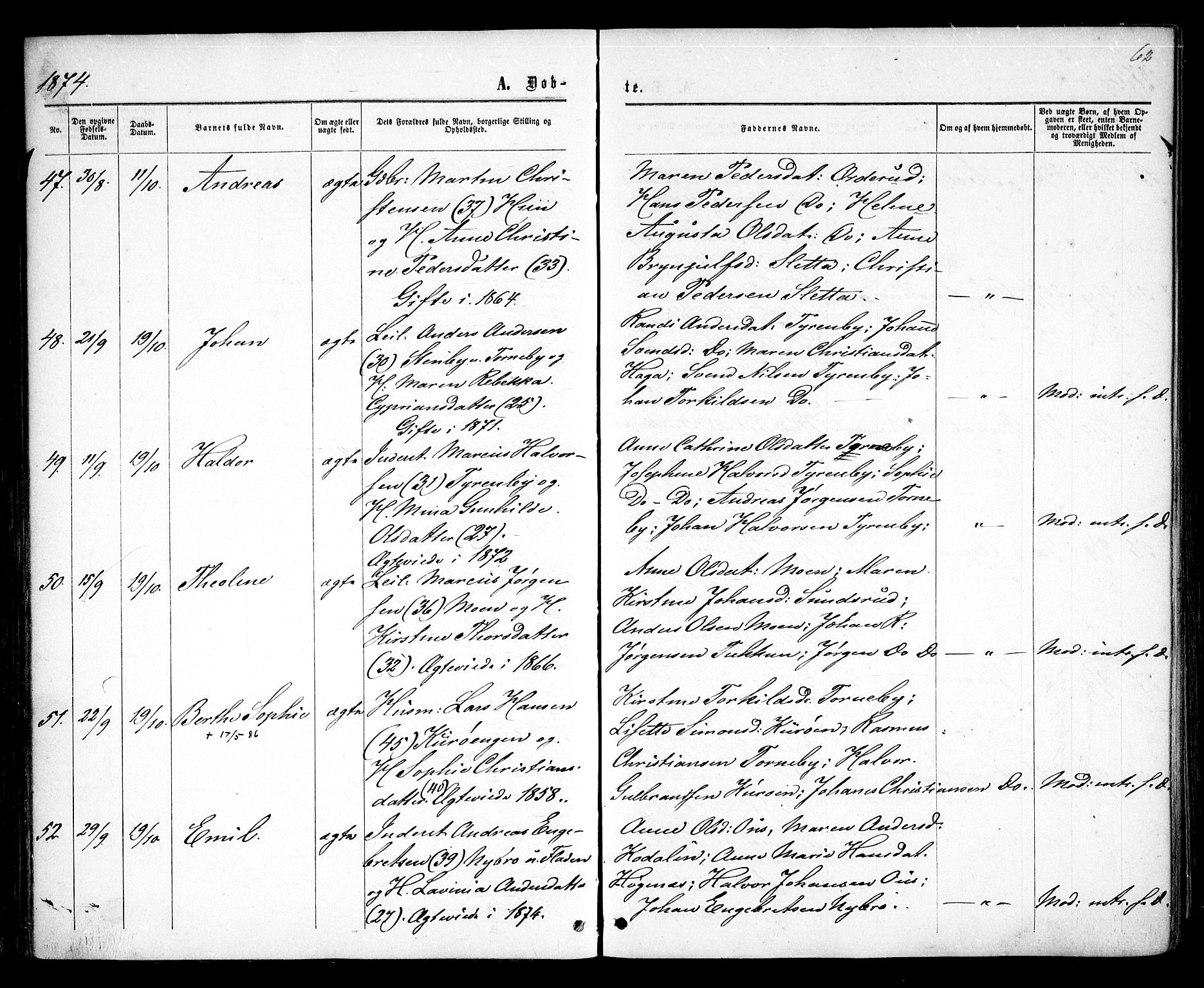 Rødenes prestekontor Kirkebøker, AV/SAO-A-2005/F/Fa/L0008: Parish register (official) no. I 8, 1869-1879, p. 62