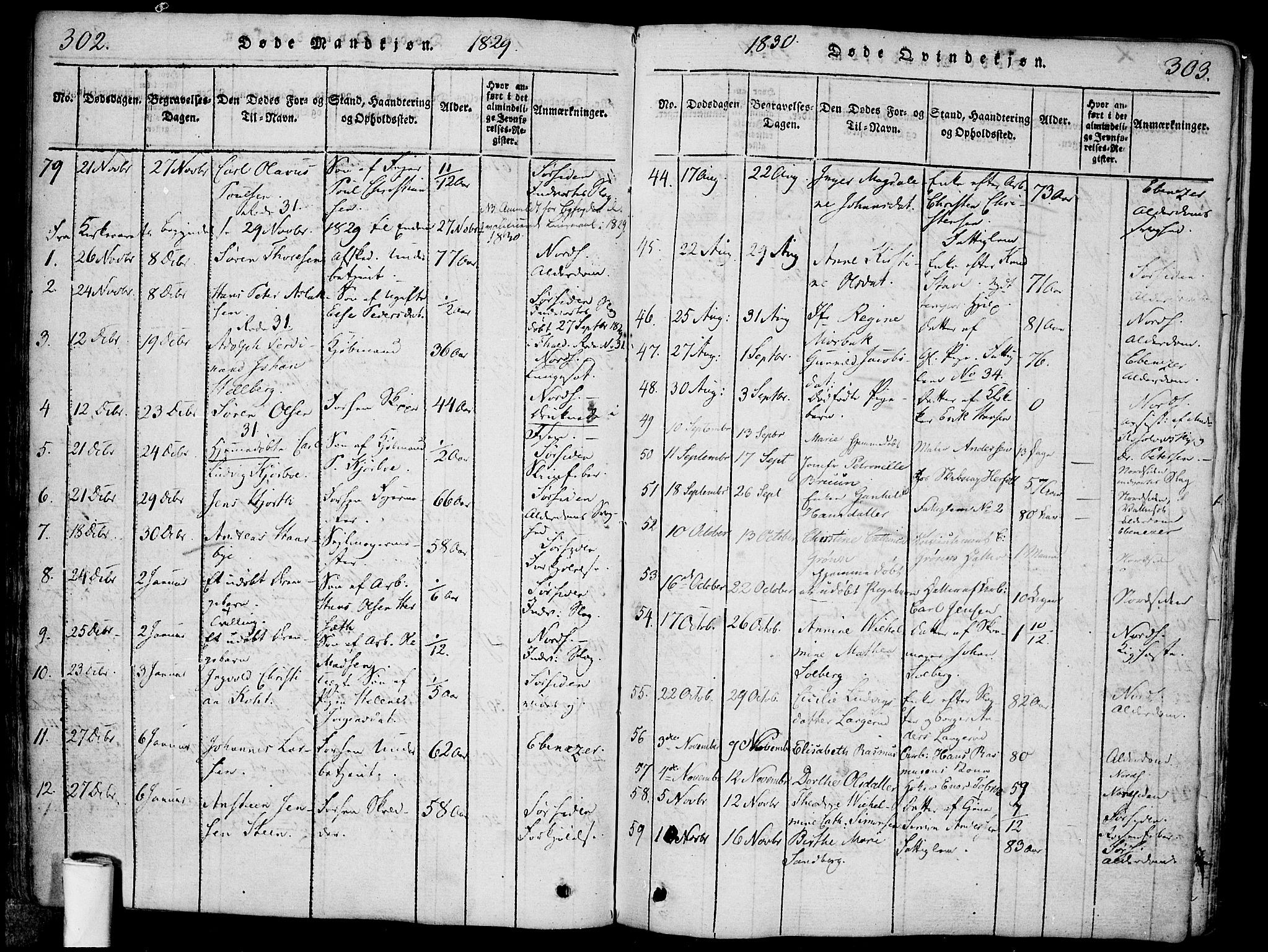 Halden prestekontor Kirkebøker, AV/SAO-A-10909/F/Fa/L0003: Parish register (official) no. I 3, 1815-1834, p. 302-303