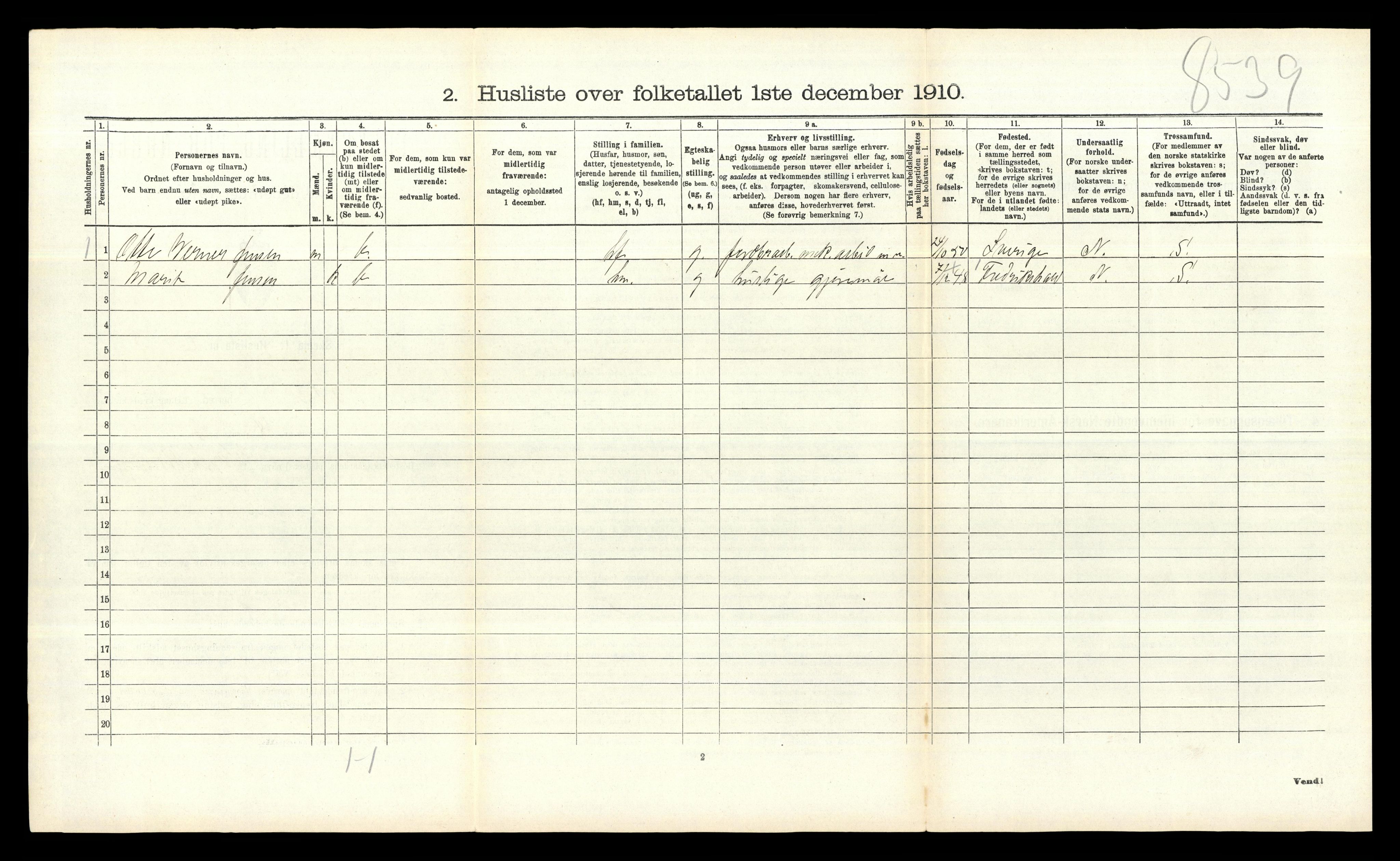 RA, 1910 census for Ås, 1910, p. 468