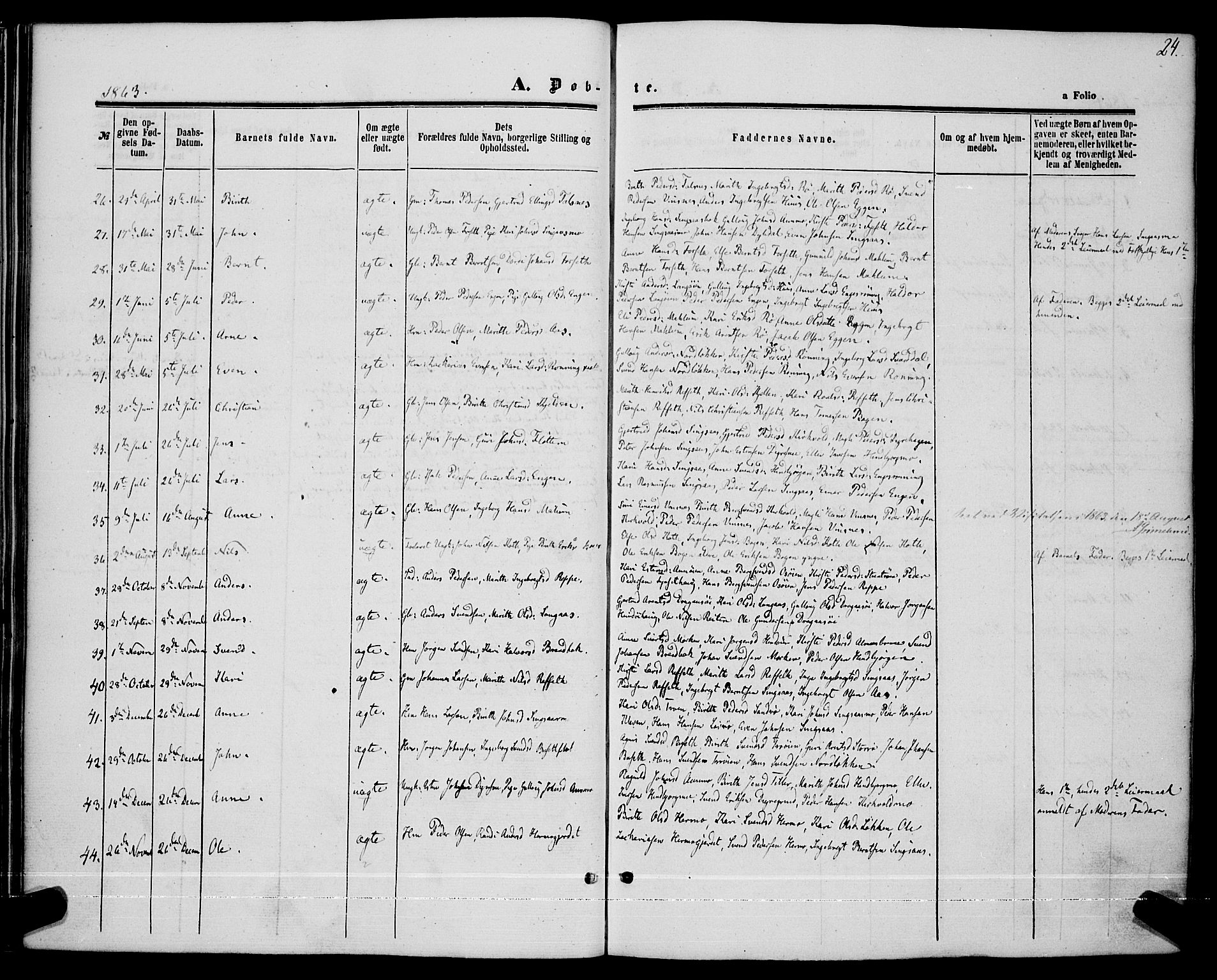 Ministerialprotokoller, klokkerbøker og fødselsregistre - Sør-Trøndelag, SAT/A-1456/685/L0967: Parish register (official) no. 685A07 /2, 1860-1869, p. 24