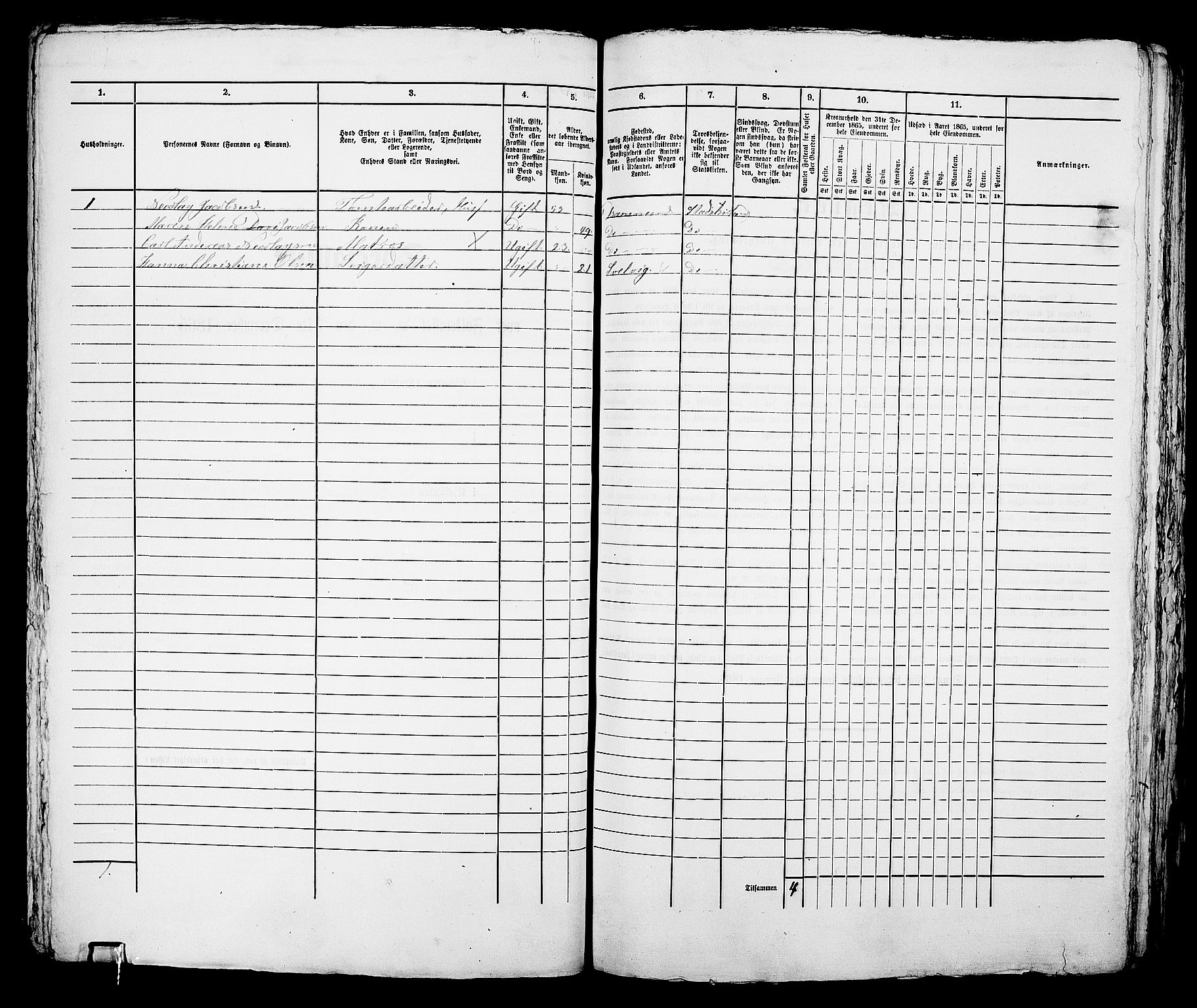 RA, 1865 census for Bragernes in Drammen, 1865, p. 262