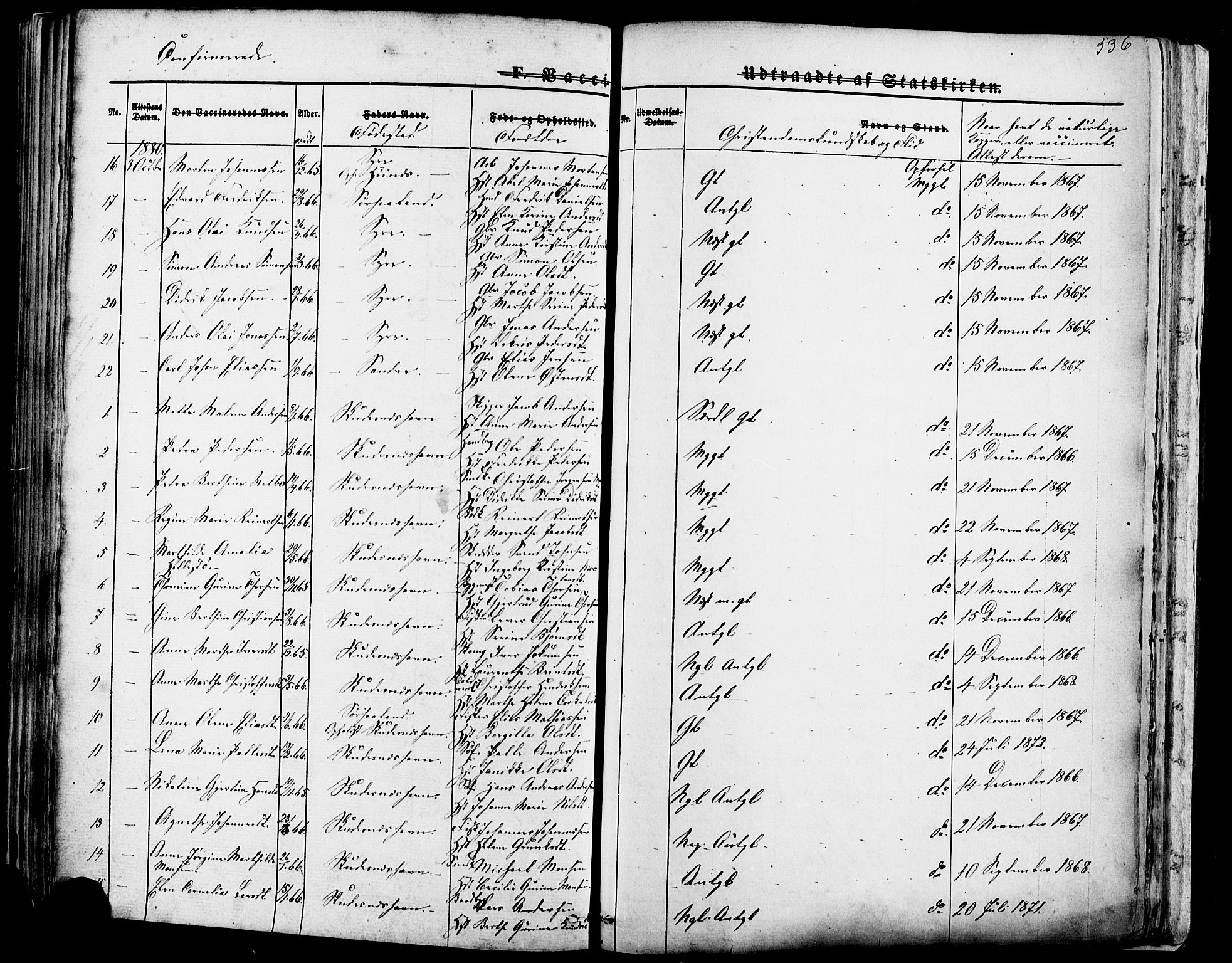 Skudenes sokneprestkontor, SAST/A -101849/H/Ha/Haa/L0006: Parish register (official) no. A 4, 1864-1881, p. 536