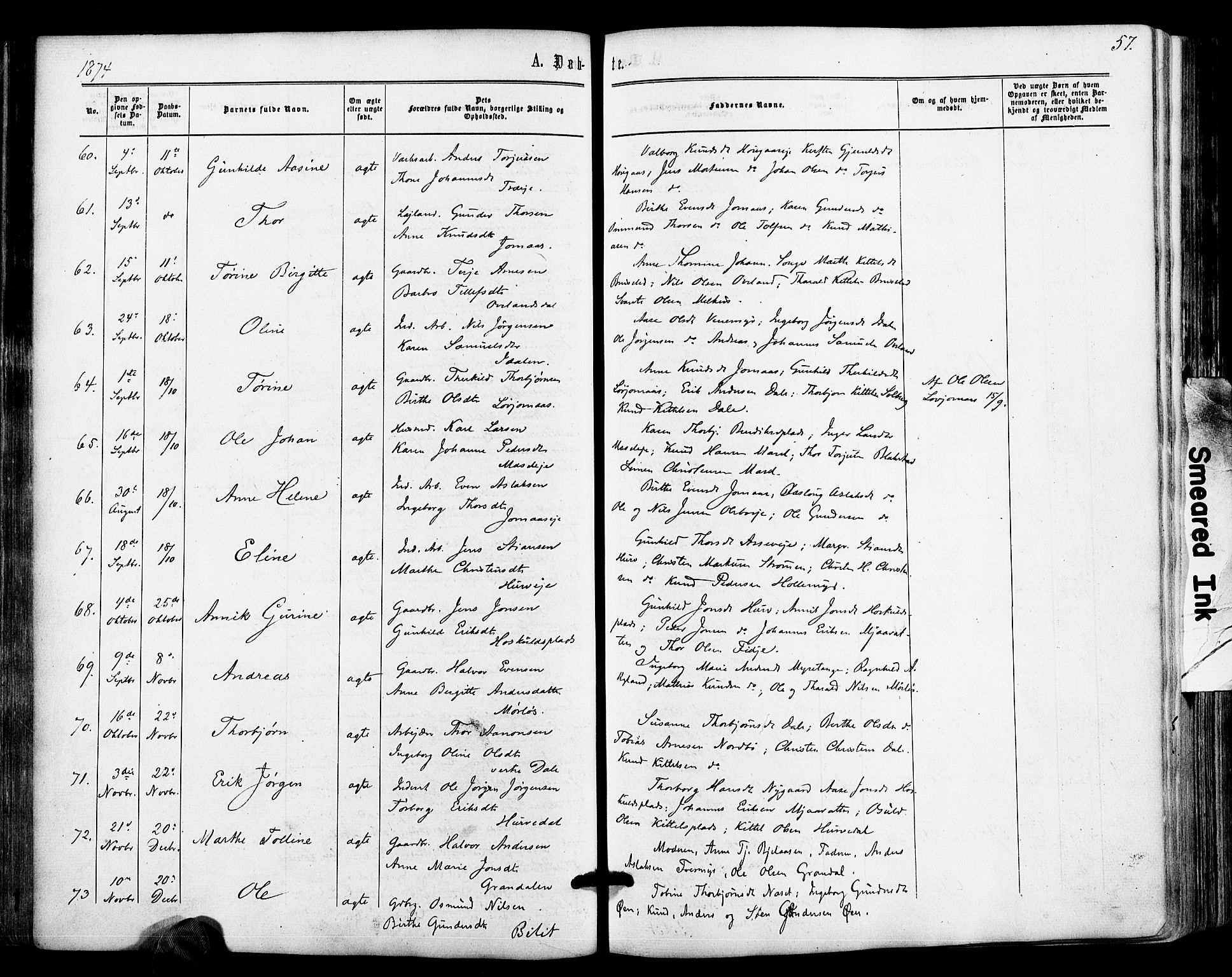 Froland sokneprestkontor, AV/SAK-1111-0013/F/Fa/L0003: Parish register (official) no. A 3, 1864-1881, p. 57