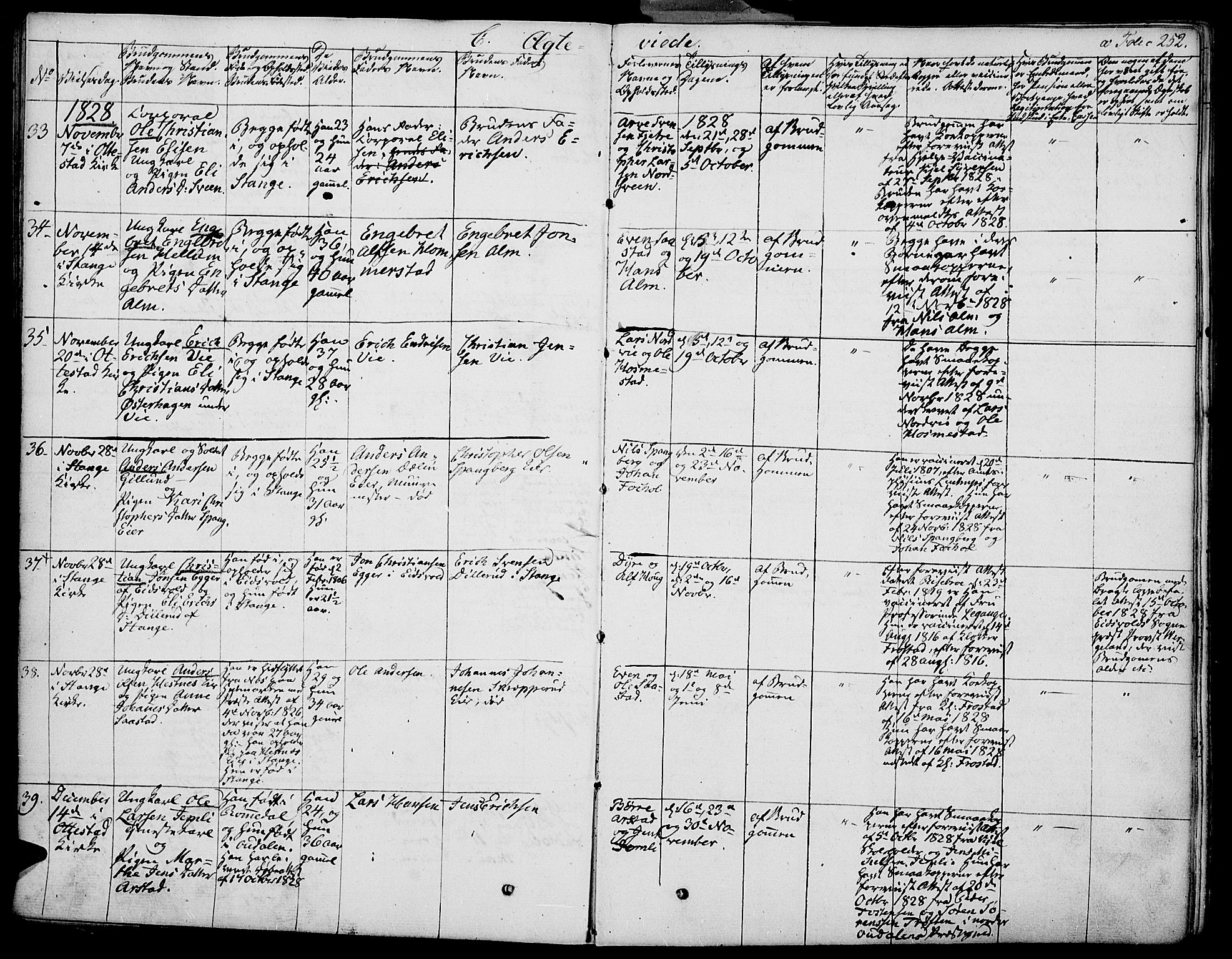 Stange prestekontor, SAH/PREST-002/K/L0009: Parish register (official) no. 9, 1826-1835, p. 252