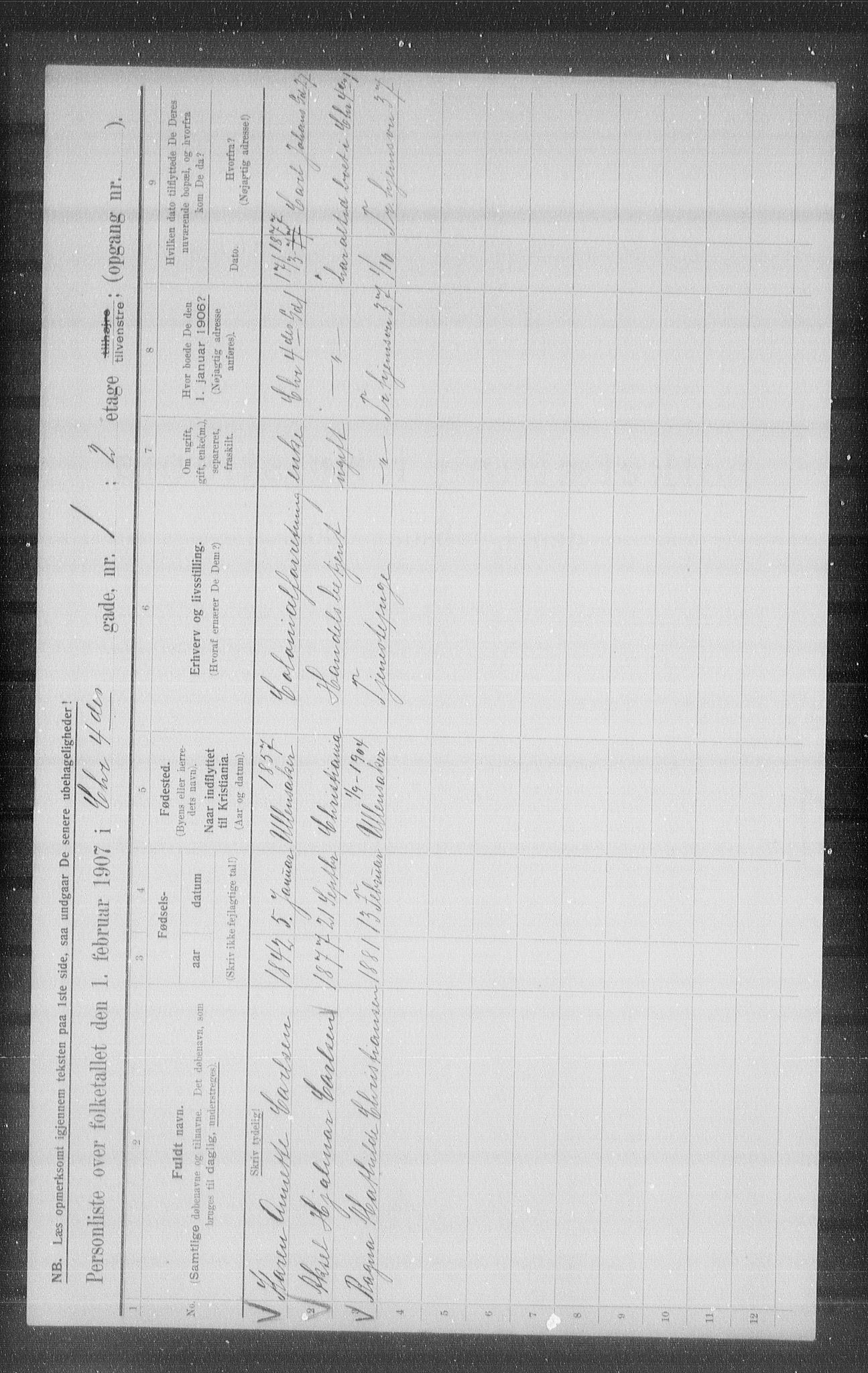 OBA, Municipal Census 1907 for Kristiania, 1907, p. 27504