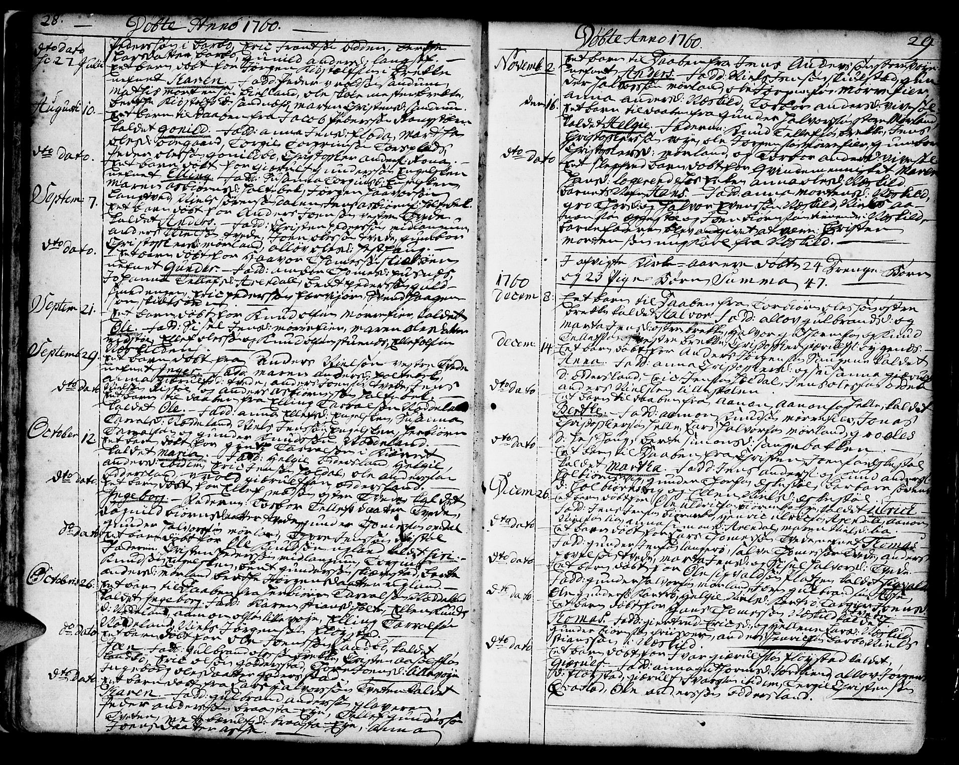 Austre Moland sokneprestkontor, AV/SAK-1111-0001/F/Fa/Faa/L0002: Parish register (official) no. A 2, 1747-1808, p. 28-29