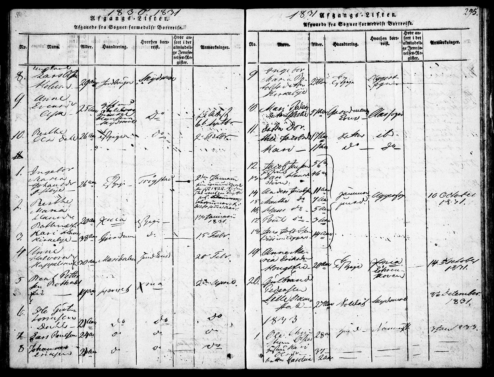 Nittedal prestekontor Kirkebøker, SAO/A-10365a/F/Fa/L0003: Parish register (official) no. I 3, 1814-1836, p. 295