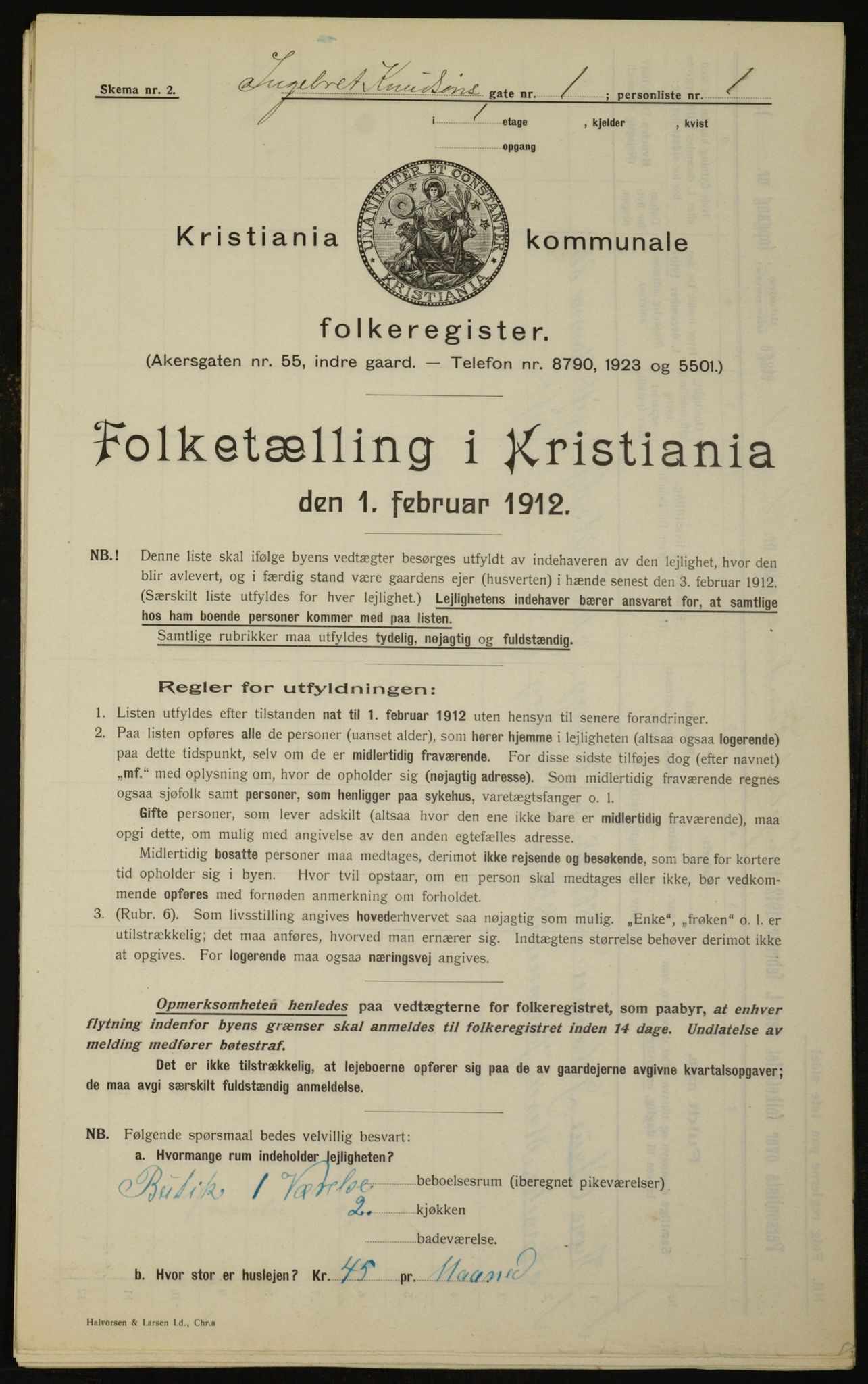 OBA, Municipal Census 1912 for Kristiania, 1912, p. 44198