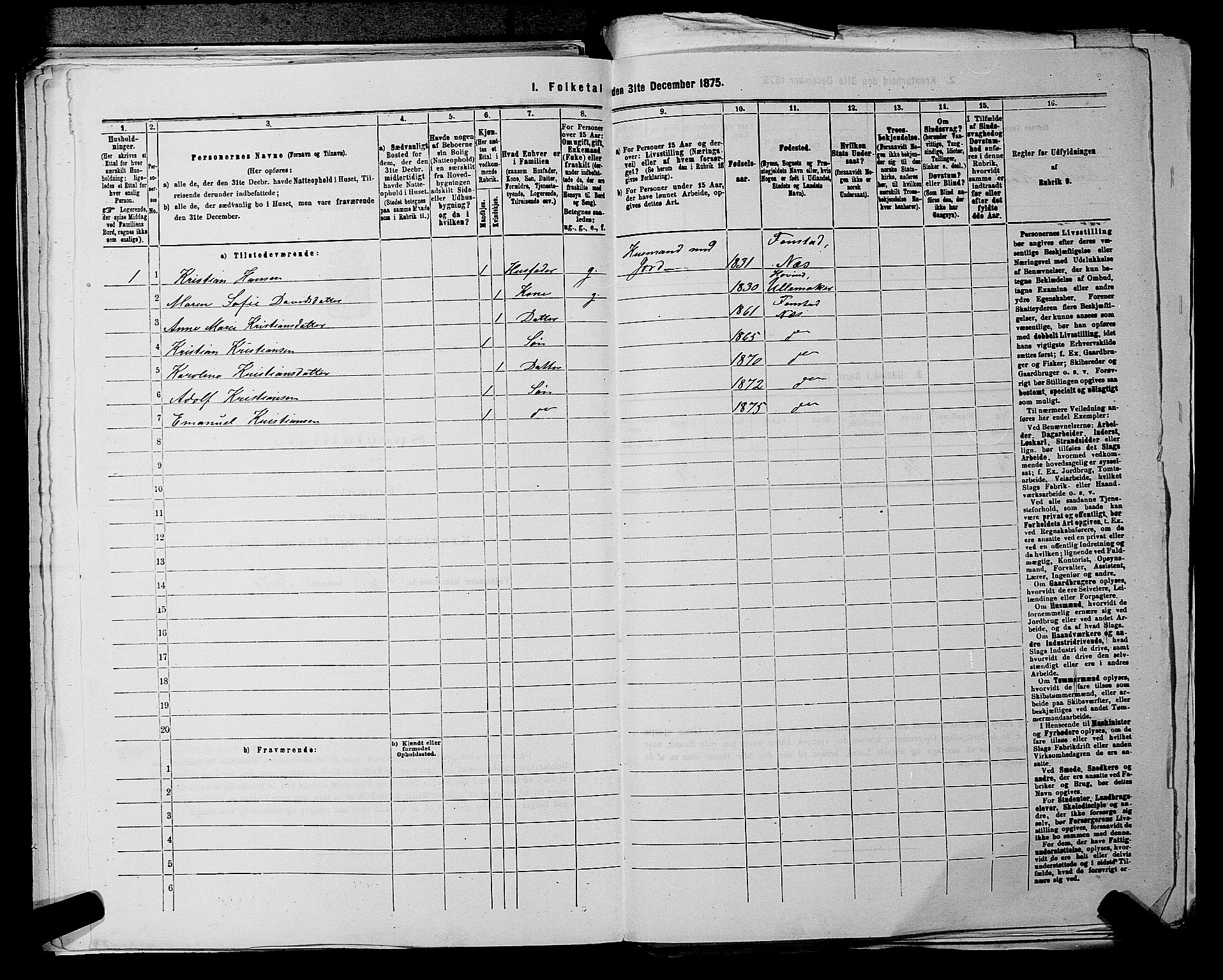 RA, 1875 census for 0236P Nes, 1875, p. 174