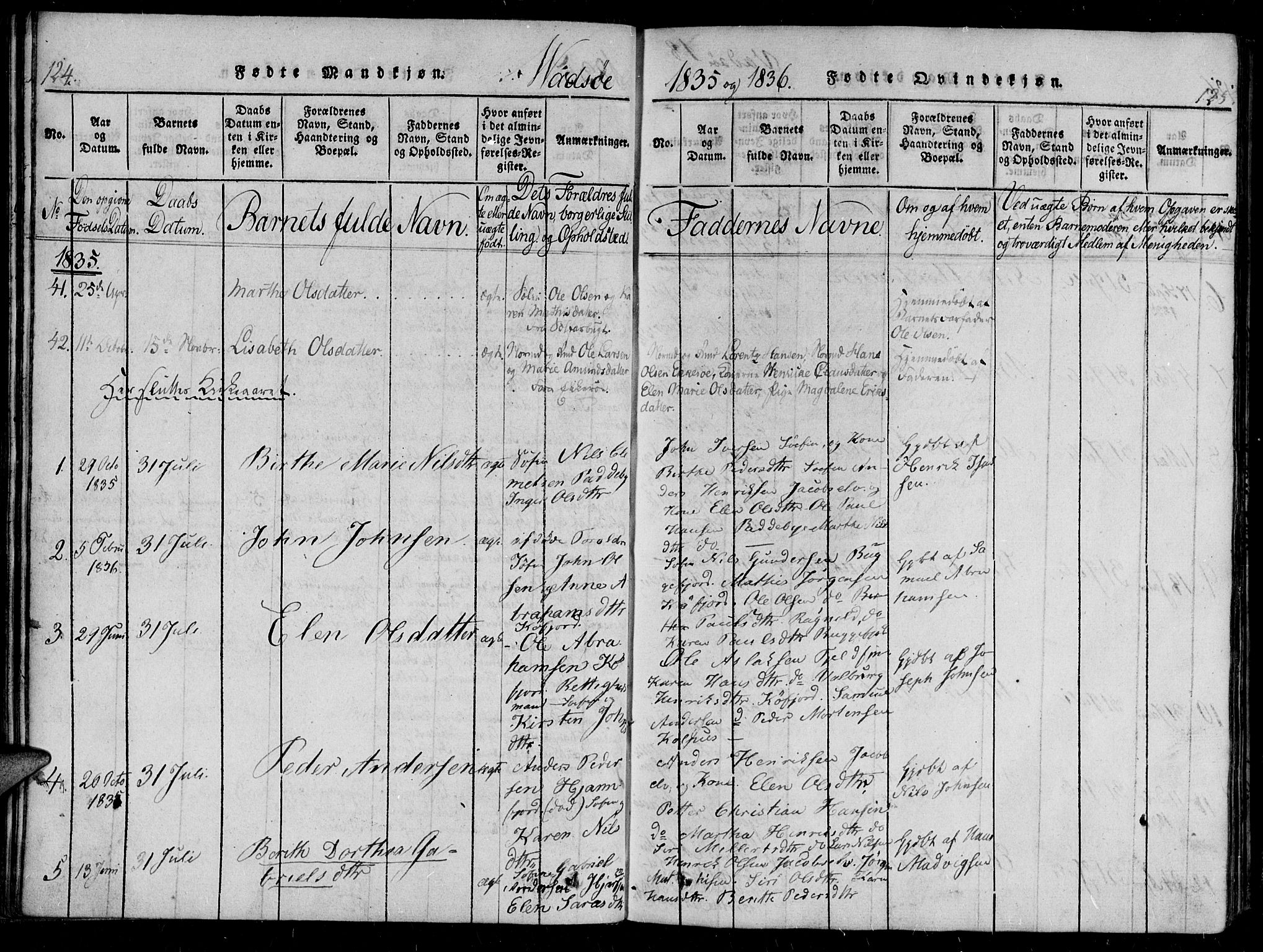 Vadsø sokneprestkontor, SATØ/S-1325/H/Ha/L0003kirke: Parish register (official) no. 3 /1, 1821-1839, p. 124-125