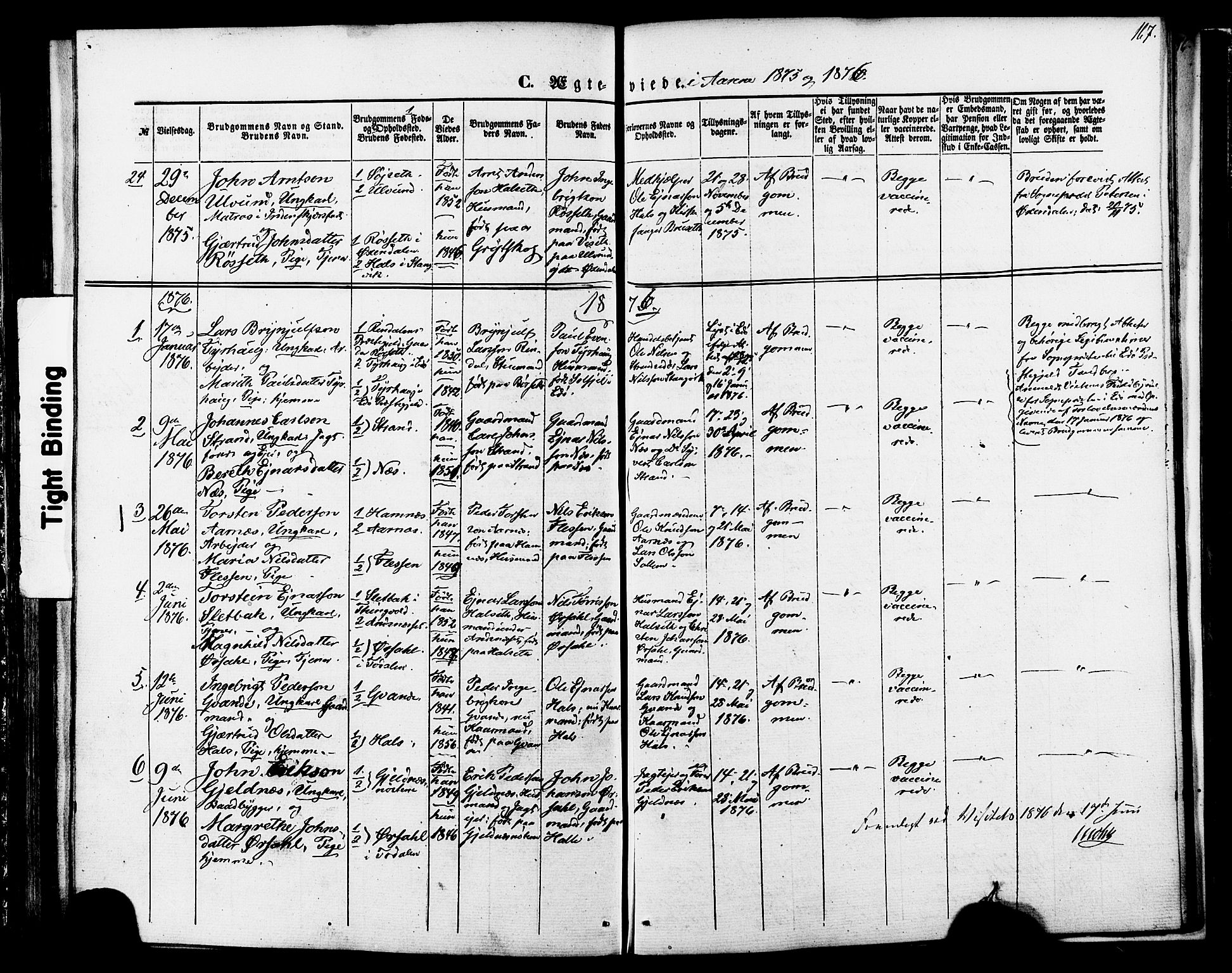 Ministerialprotokoller, klokkerbøker og fødselsregistre - Møre og Romsdal, AV/SAT-A-1454/592/L1027: Parish register (official) no. 592A05, 1865-1878, p. 167