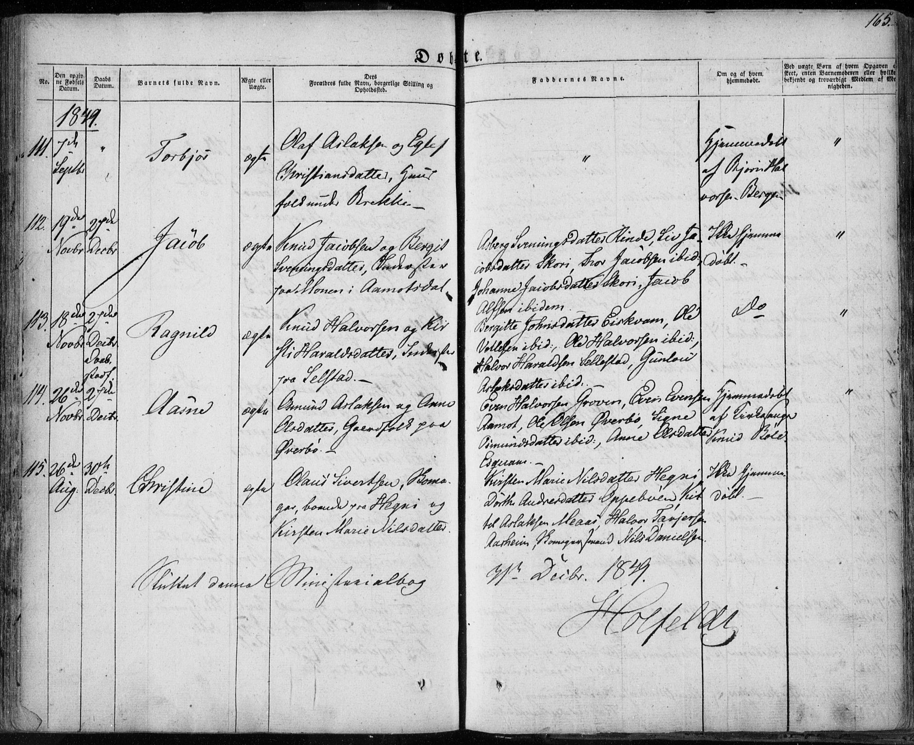 Seljord kirkebøker, SAKO/A-20/F/Fa/L0011: Parish register (official) no. I 11, 1831-1849, p. 165