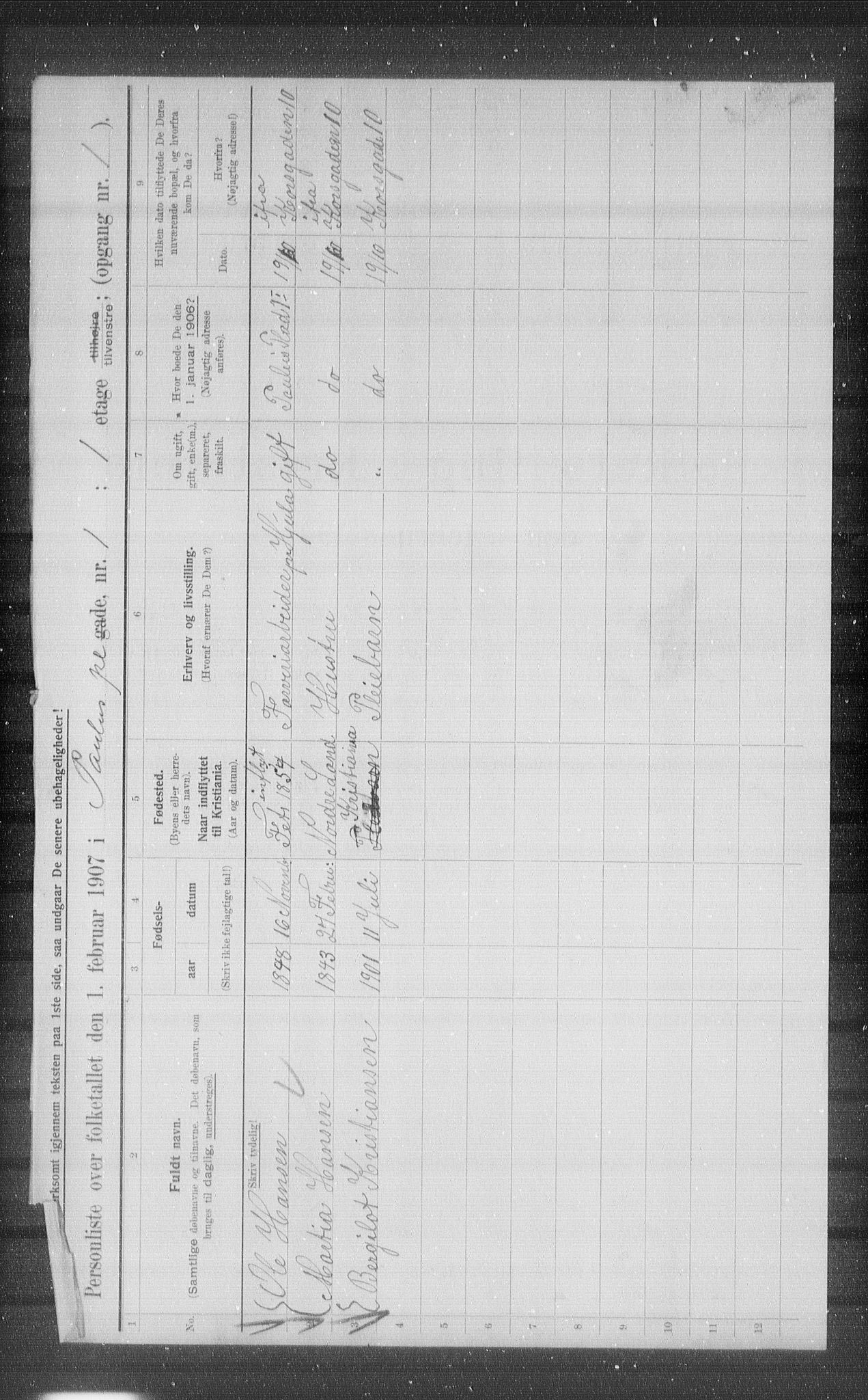 OBA, Municipal Census 1907 for Kristiania, 1907, p. 40209