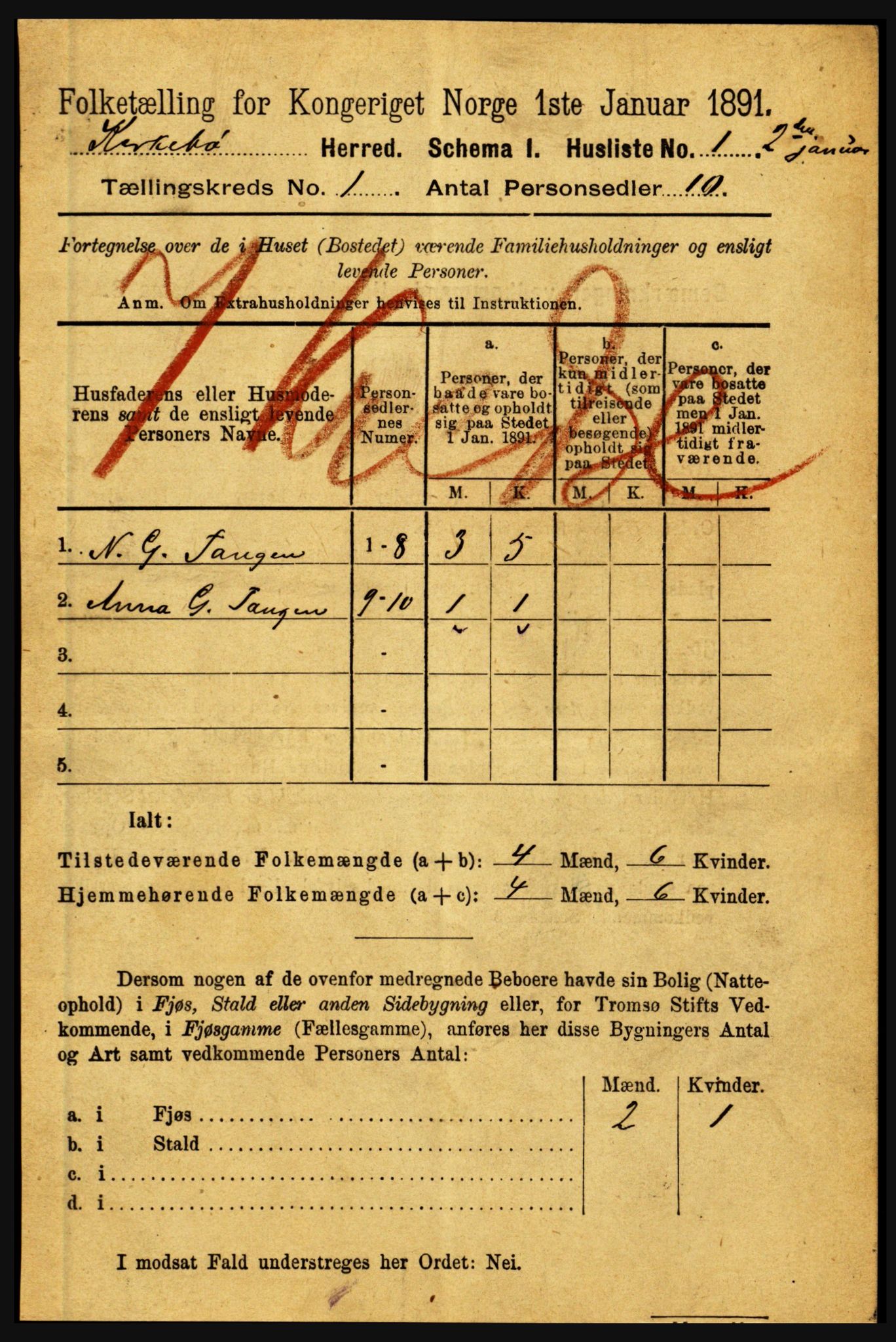 RA, 1891 census for 1416 Kyrkjebø, 1891, p. 20