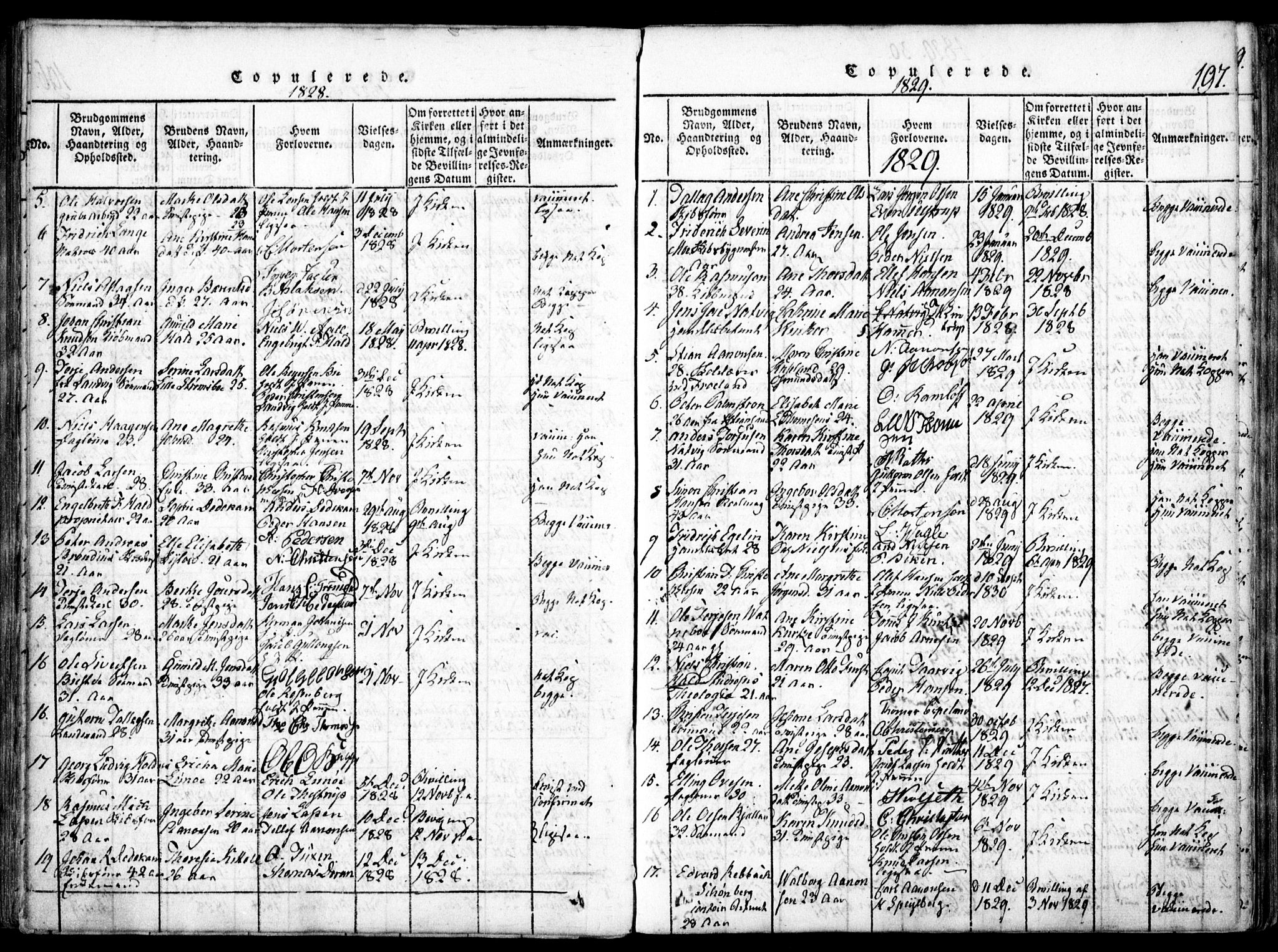 Arendal sokneprestkontor, Trefoldighet, SAK/1111-0040/F/Fa/L0004: Parish register (official) no. A 4, 1816-1839, p. 197