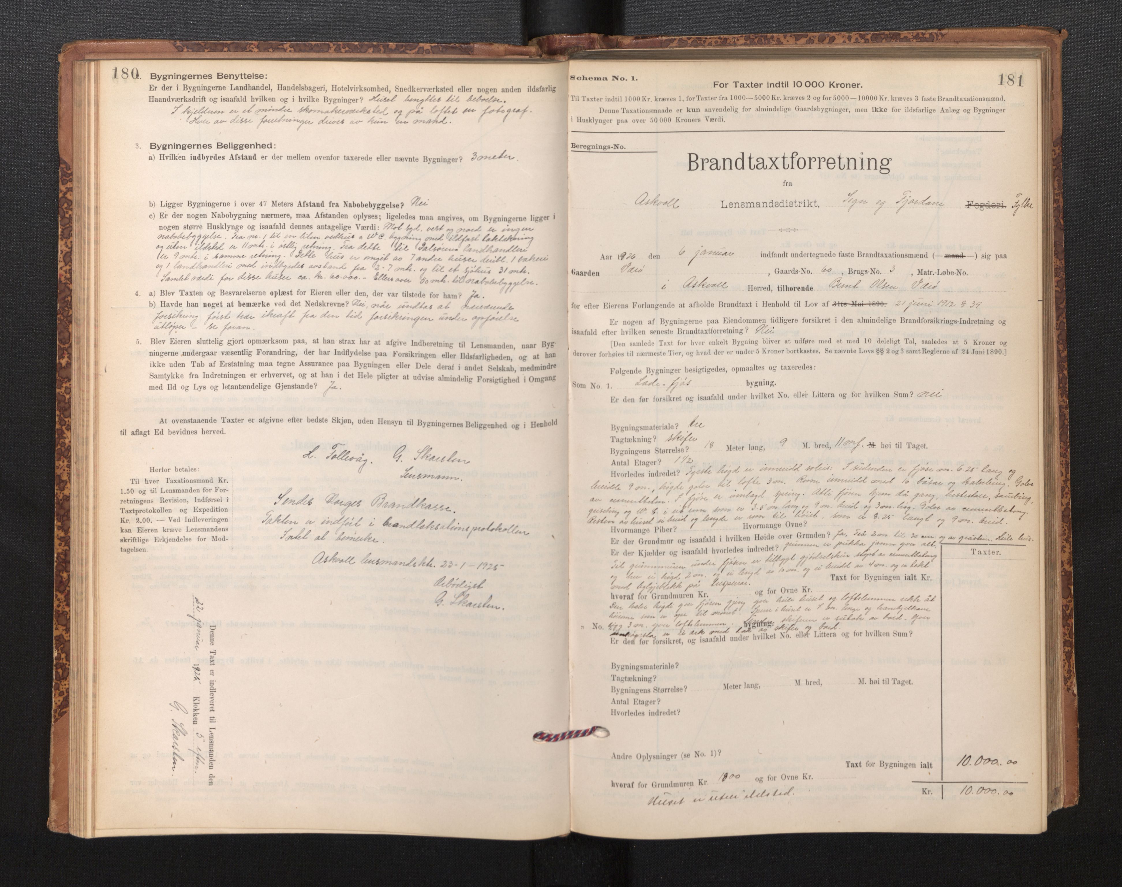 Lensmannen i Askvoll, SAB/A-26301/0012/L0004: Branntakstprotokoll, skjematakst og liste over branntakstmenn, 1895-1932, p. 180-181