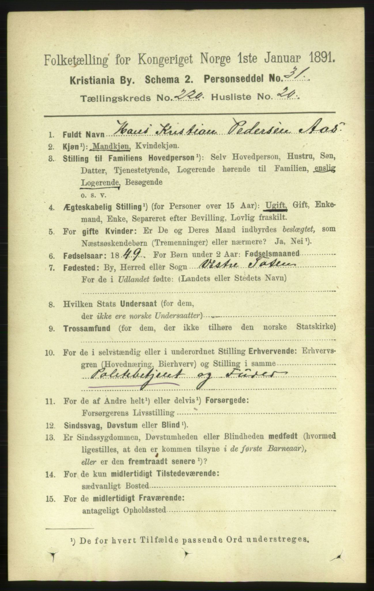 RA, 1891 census for 0301 Kristiania, 1891, p. 131703