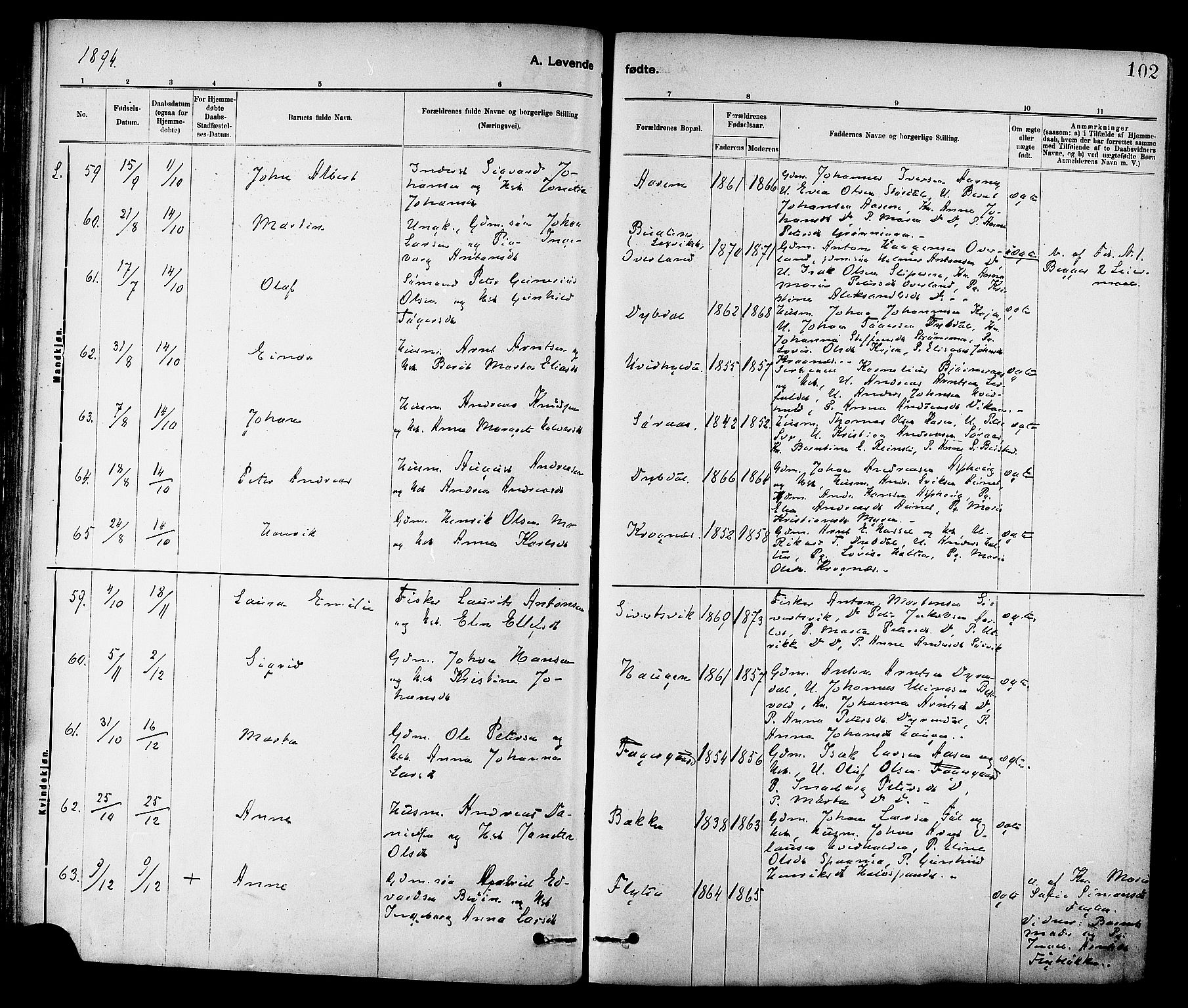 Ministerialprotokoller, klokkerbøker og fødselsregistre - Sør-Trøndelag, SAT/A-1456/647/L0634: Parish register (official) no. 647A01, 1885-1896, p. 102