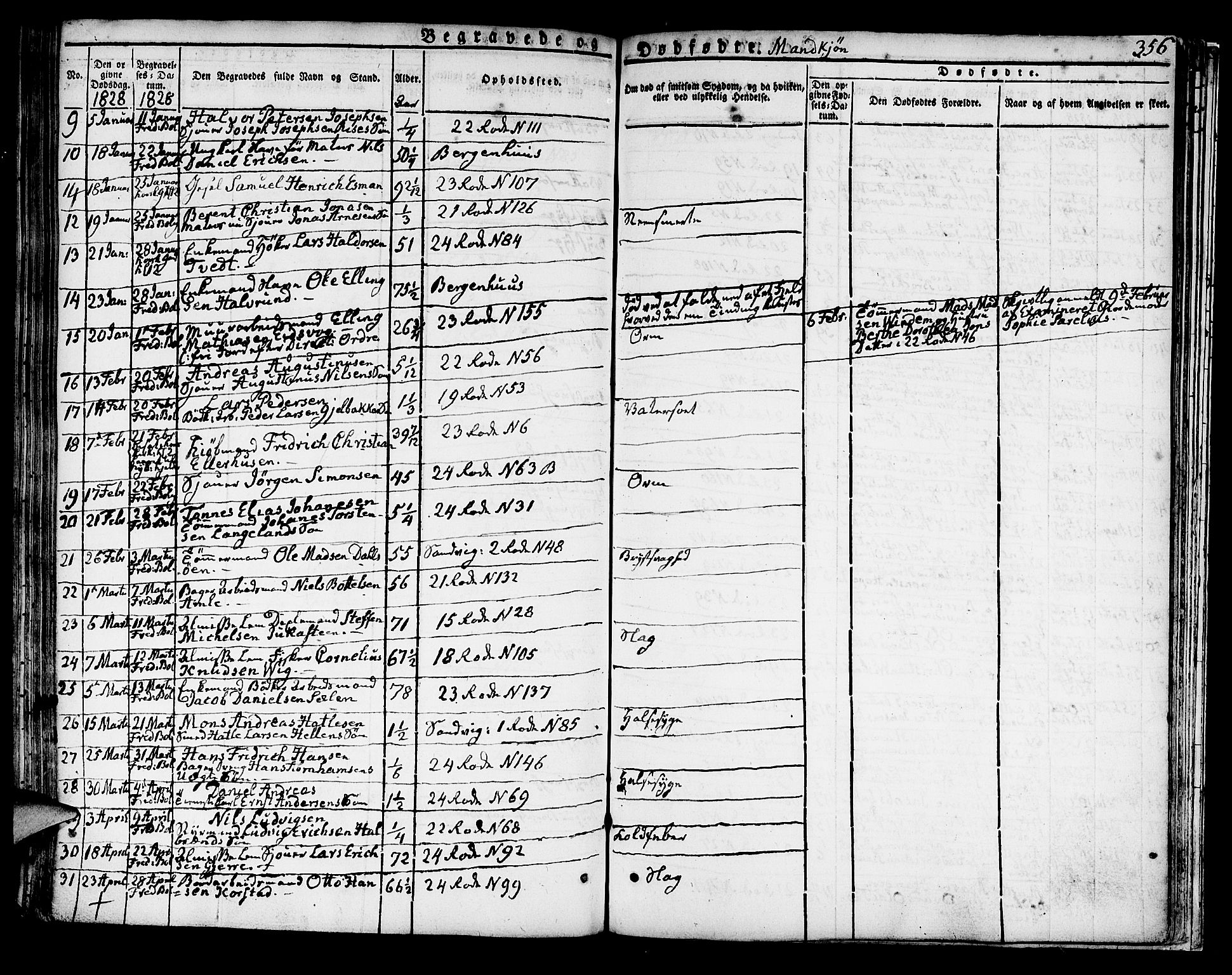 Korskirken sokneprestembete, AV/SAB-A-76101/H/Hab: Parish register (copy) no. A 3, 1821-1831, p. 356