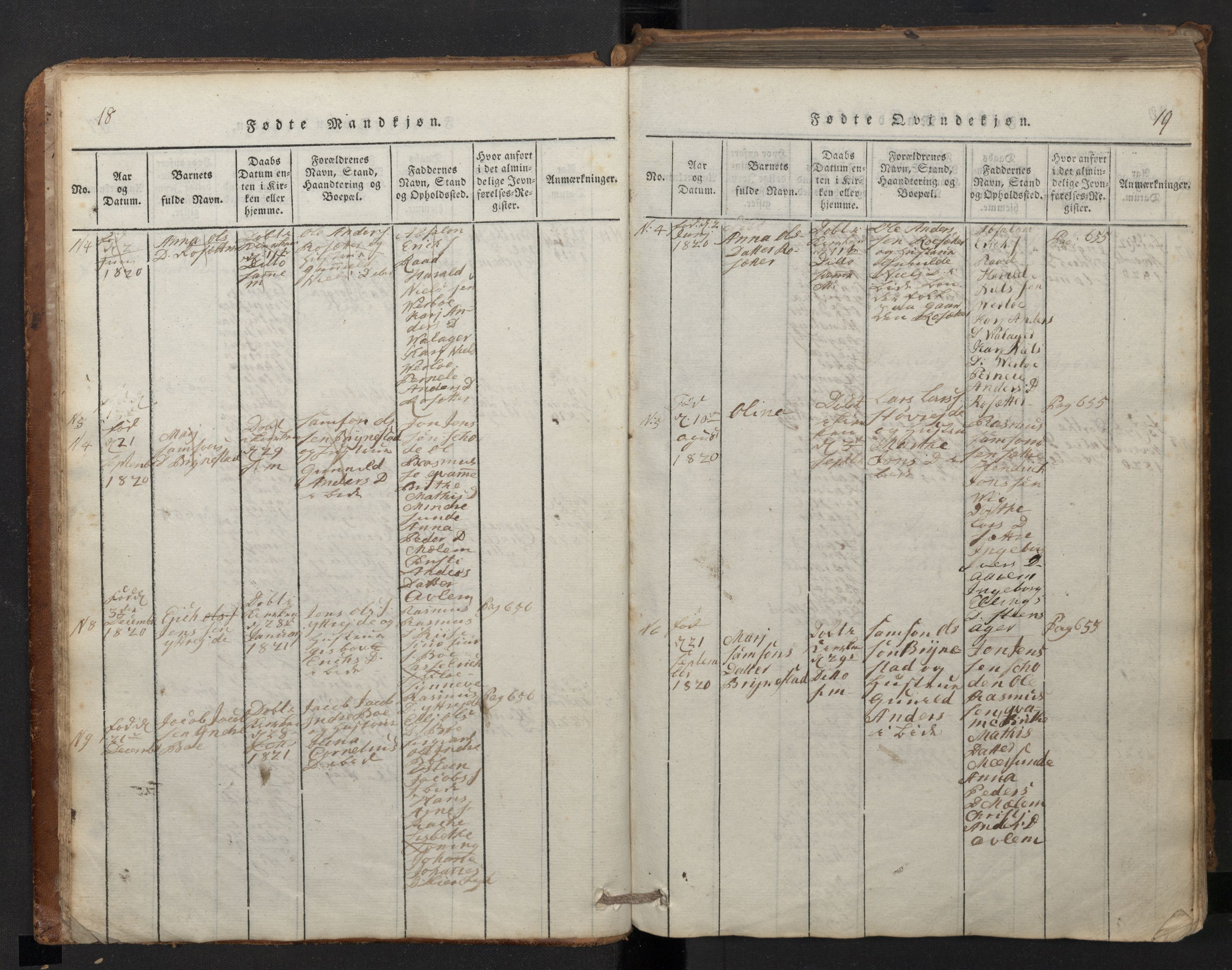Stryn Sokneprestembete, SAB/A-82501: Parish register (copy) no. A 1, 1816-1844, p. 18-19