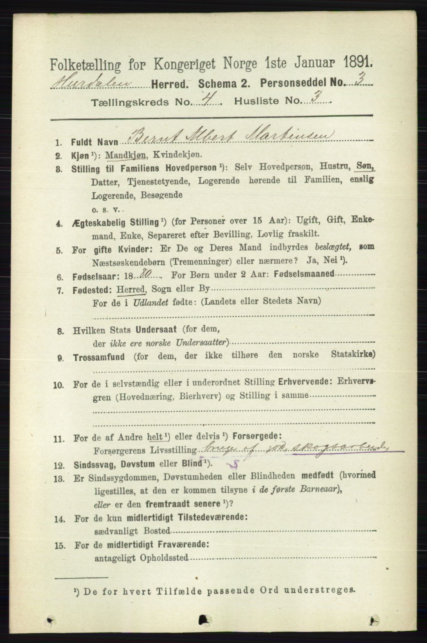 RA, 1891 census for 0239 Hurdal, 1891, p. 1441