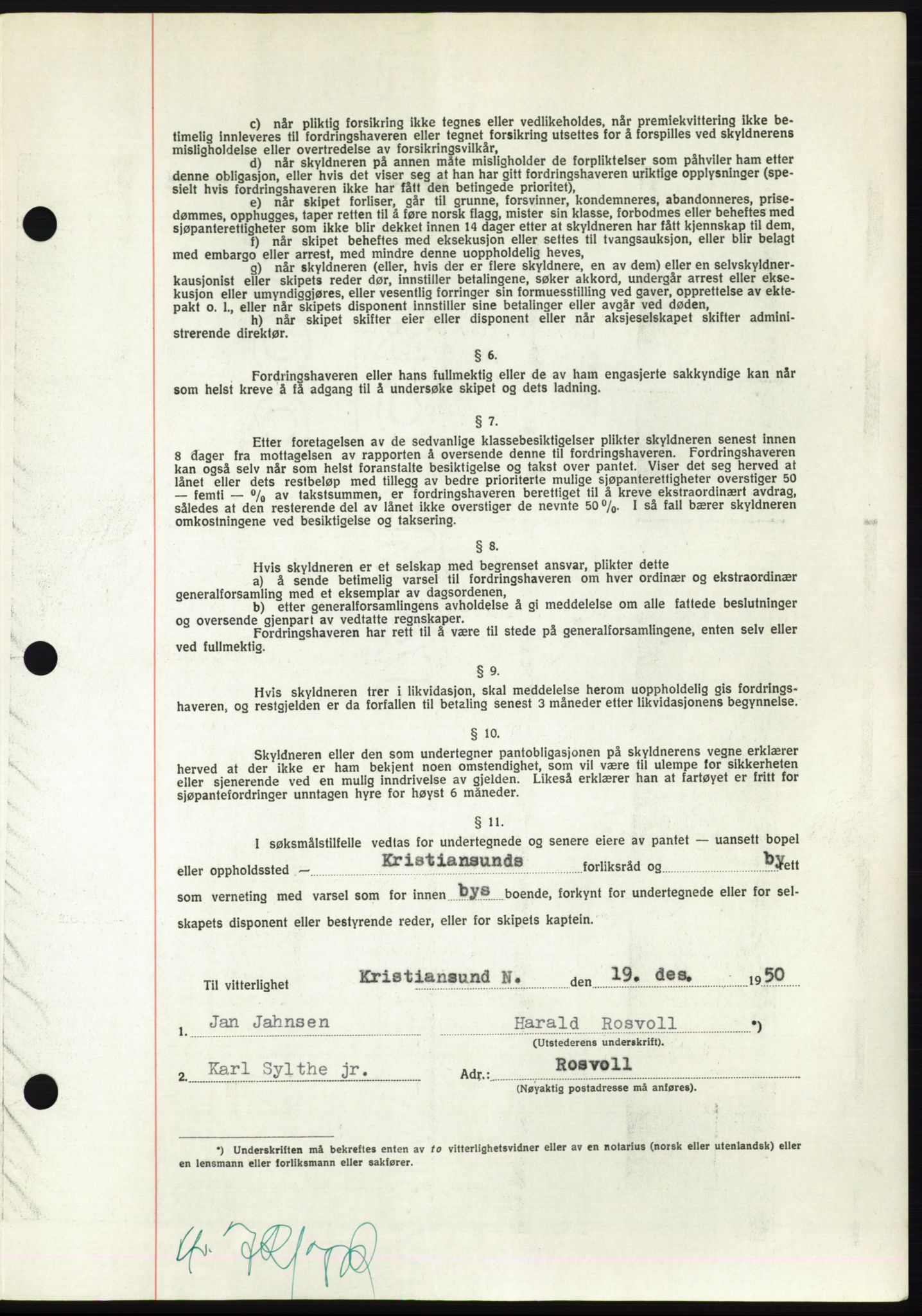 Nordmøre sorenskriveri, AV/SAT-A-4132/1/2/2Ca: Mortgage book no. B106, 1950-1950, Diary no: : 4095/1950