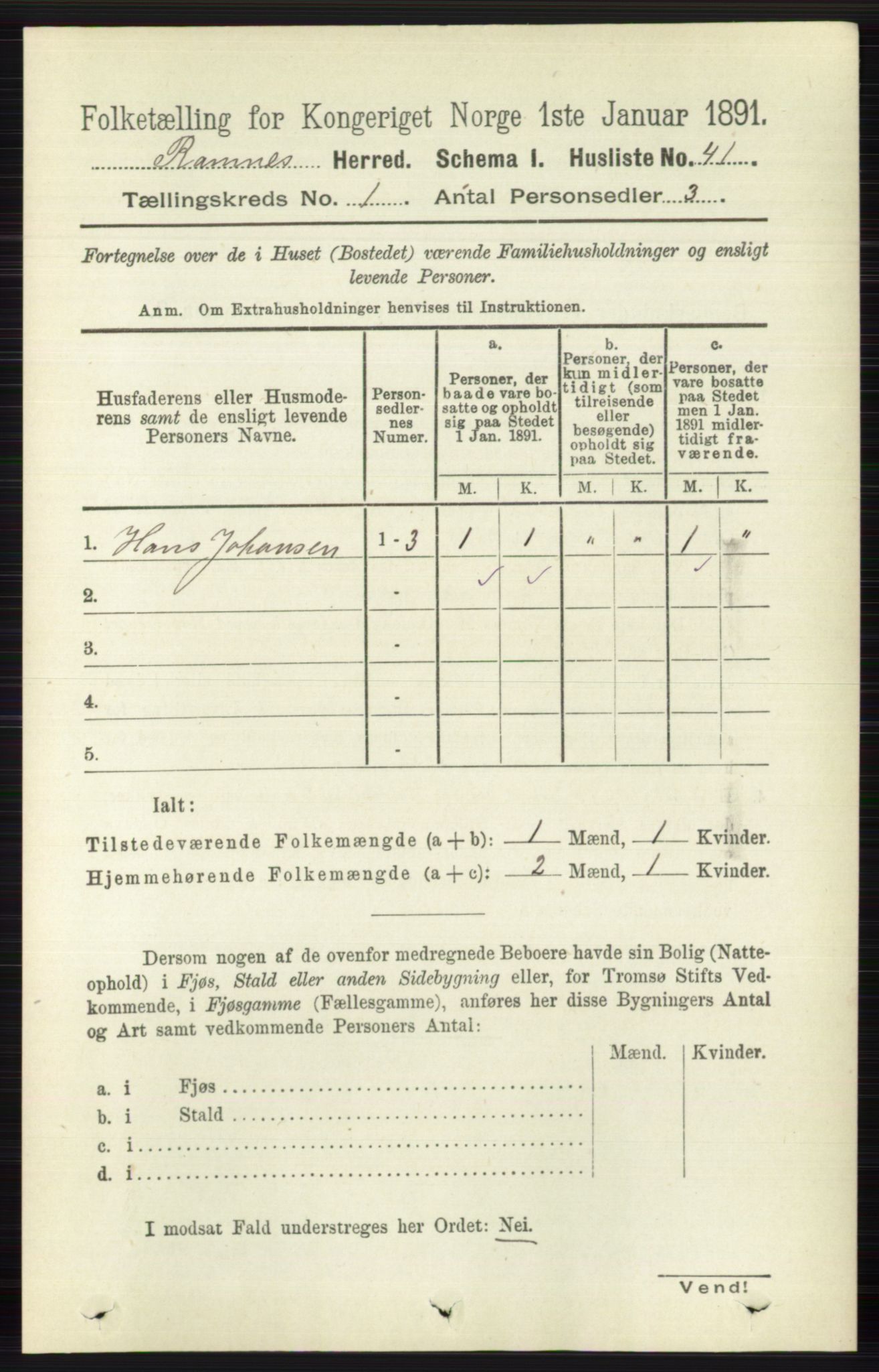 RA, 1891 census for 0718 Ramnes, 1891, p. 68