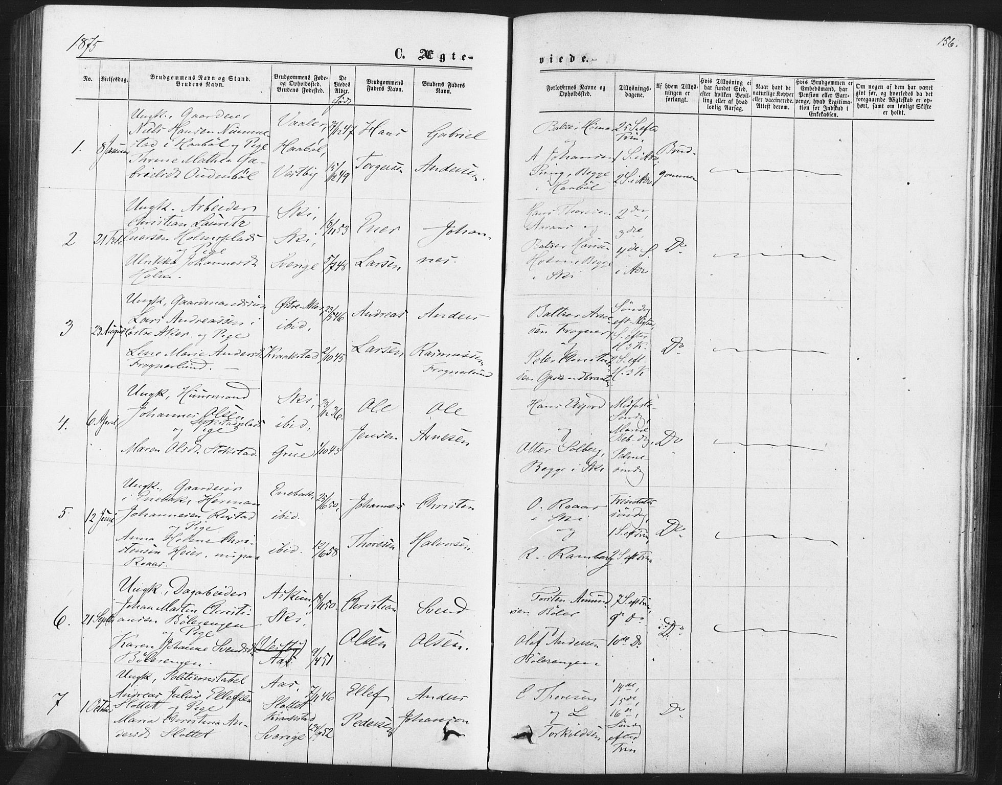 Kråkstad prestekontor Kirkebøker, AV/SAO-A-10125a/F/Fa/L0008: Parish register (official) no. I 8, 1870-1879, p. 156