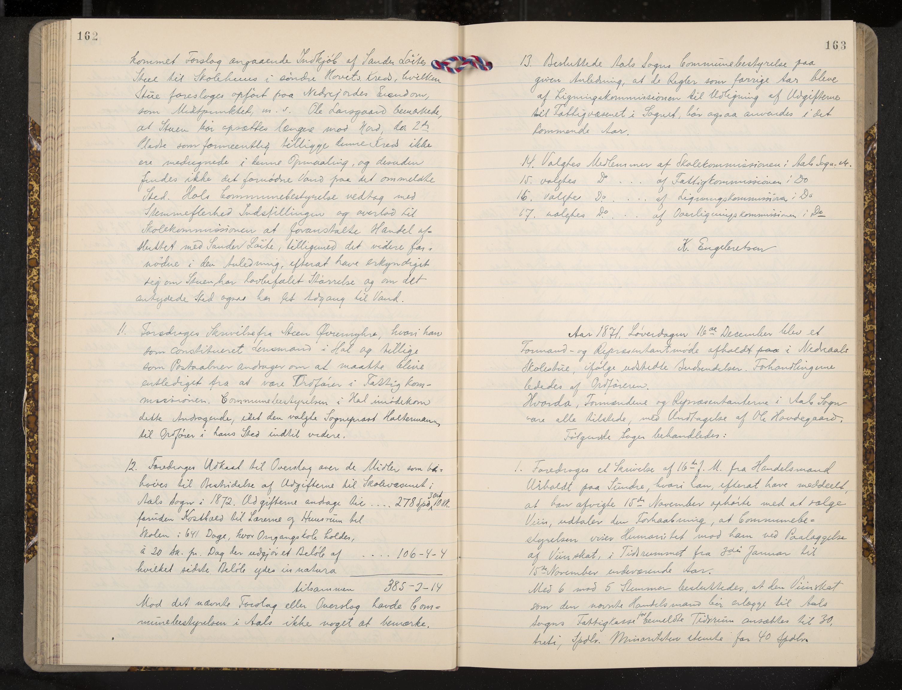 Ål formannskap og sentraladministrasjon, IKAK/0619021/A/Aa/L0003: Utskrift av møtebok, 1864-1880, p. 162-163