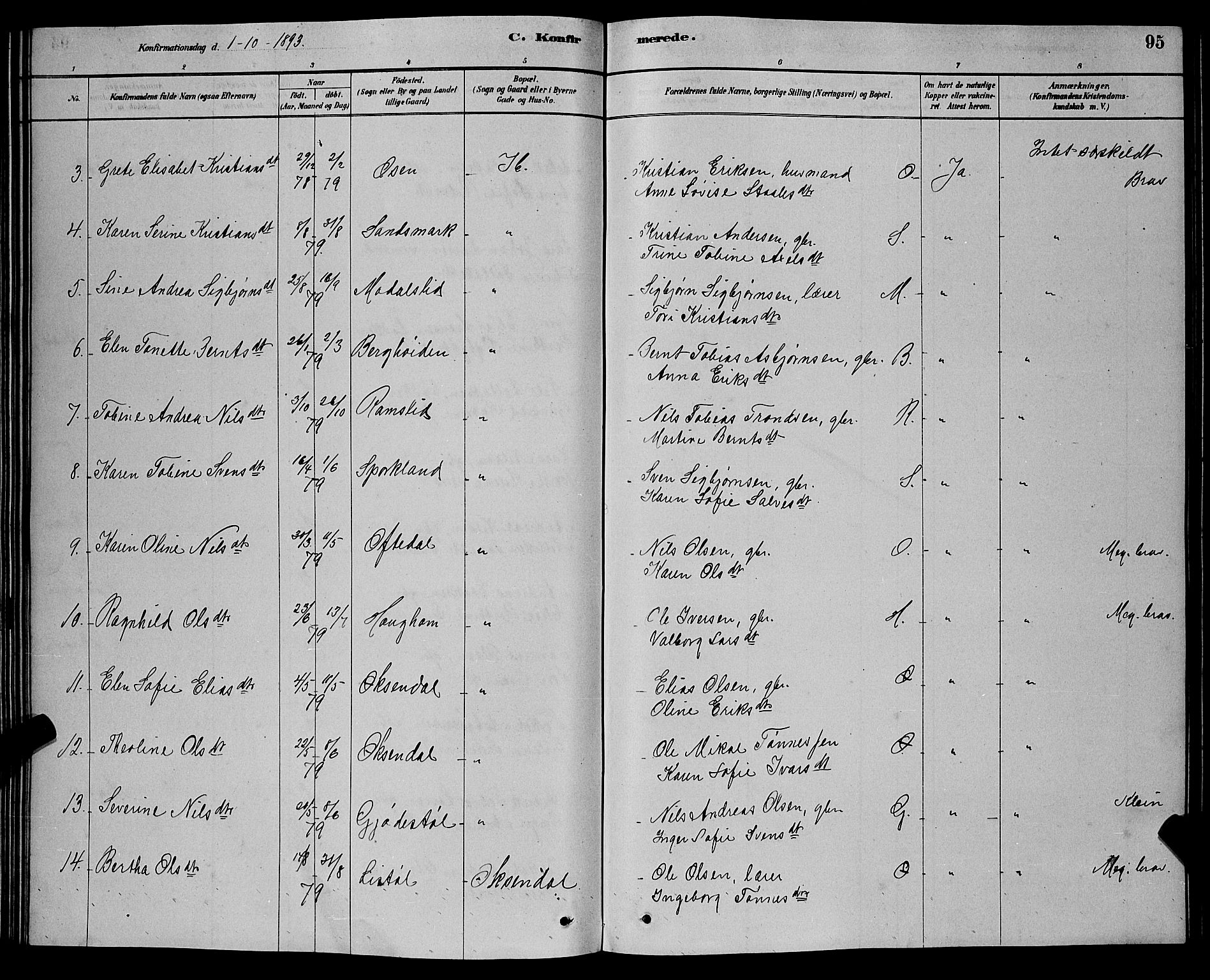 Bakke sokneprestkontor, AV/SAK-1111-0002/F/Fb/Fba/L0002: Parish register (copy) no. B 2, 1879-1893, p. 95