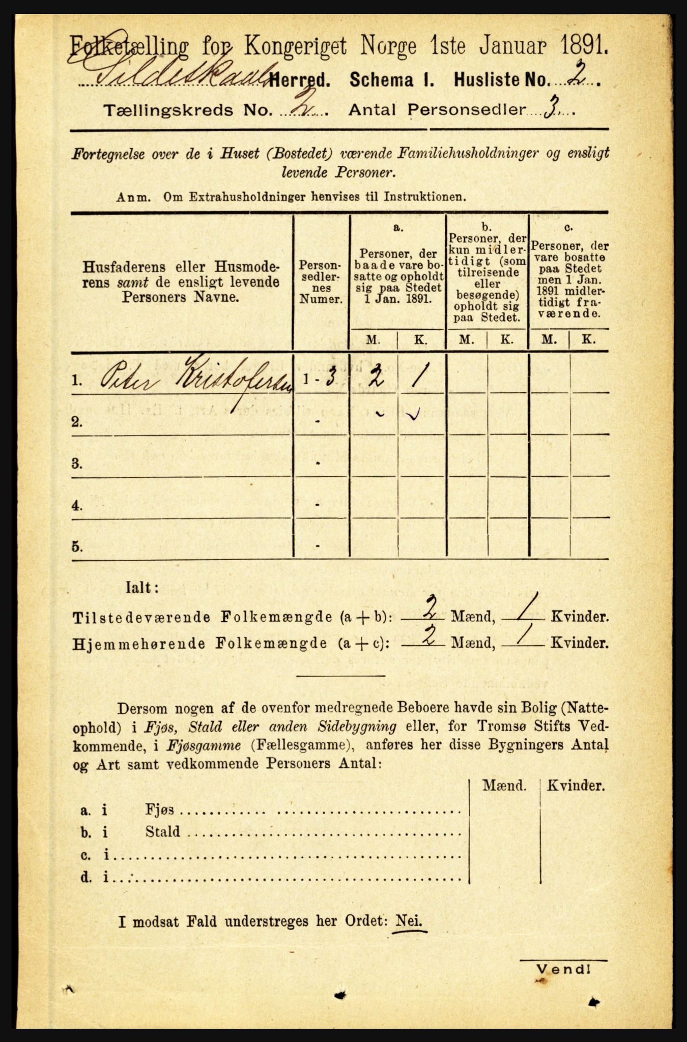 RA, 1891 census for 1838 Gildeskål, 1891, p. 486